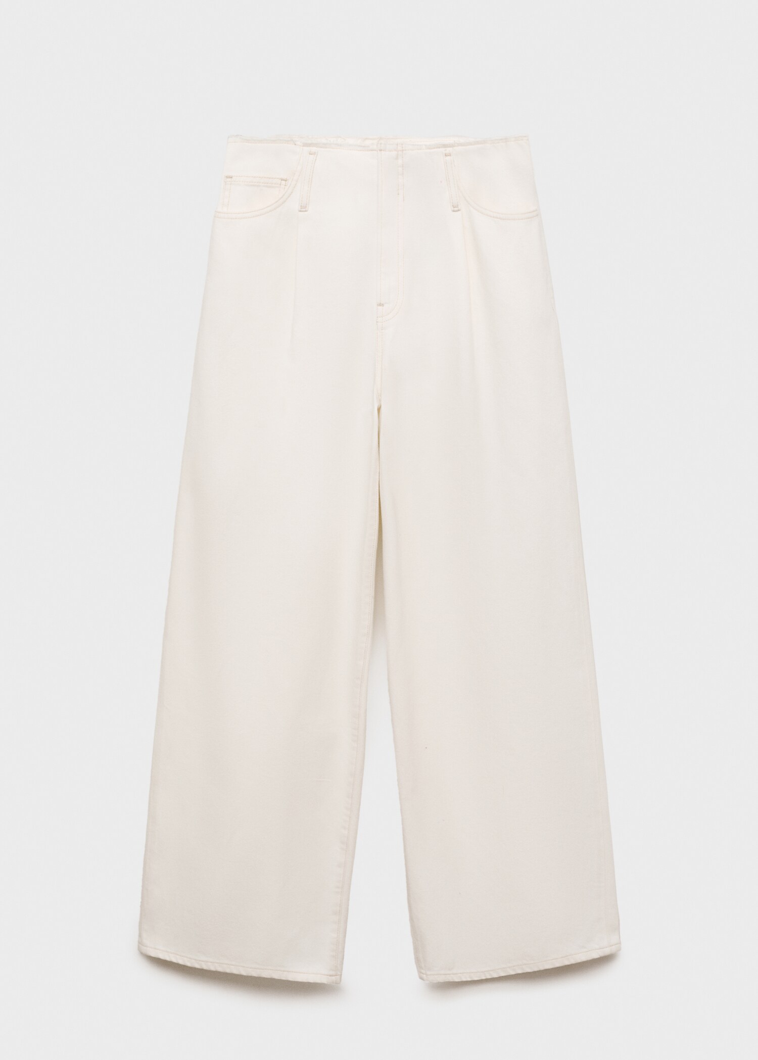 Wide leg denim trousers with frayed waist - Article without model
