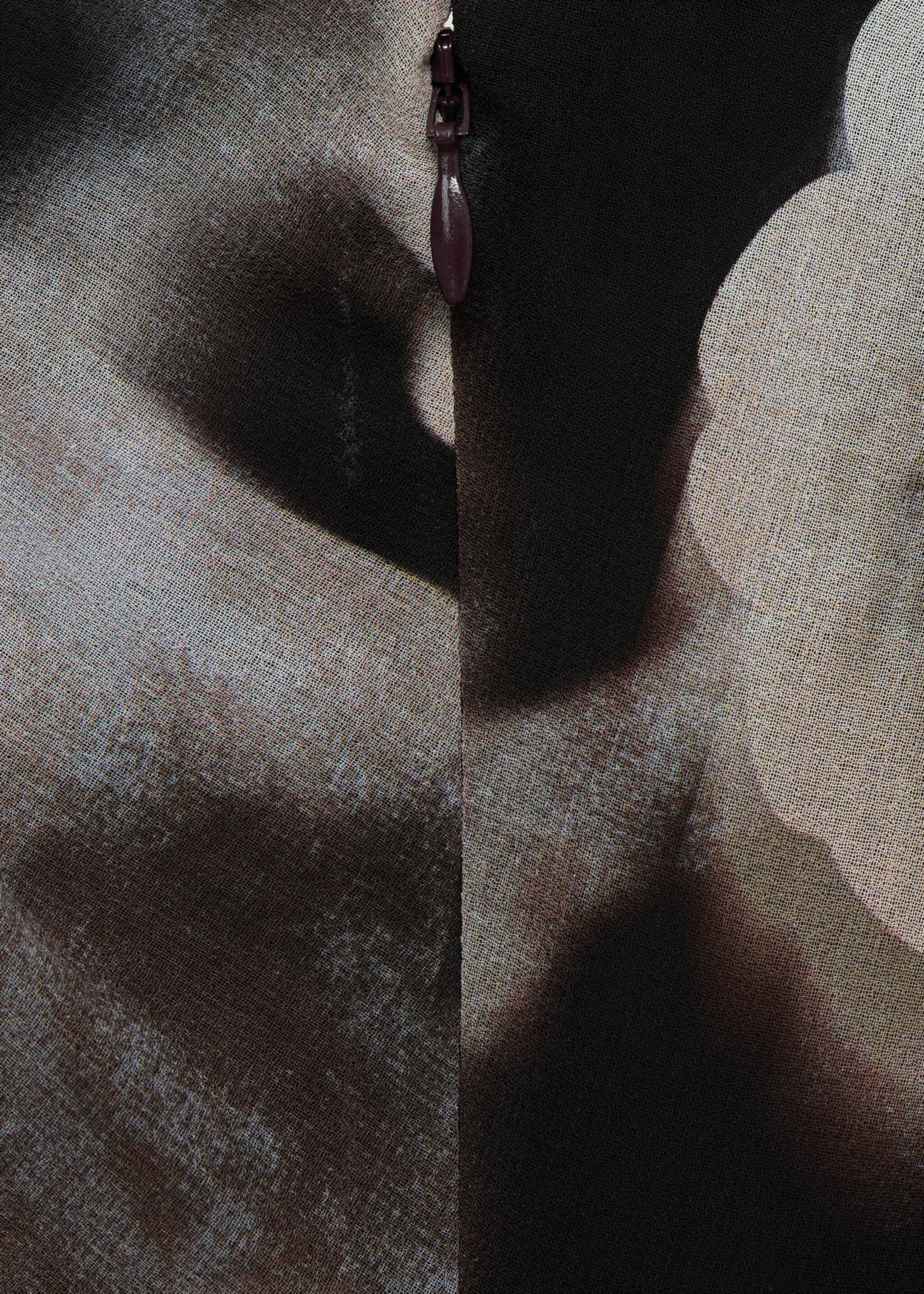 Floral-print draped dress - Details of the article 0, Brown. Ref: 87097193-00.