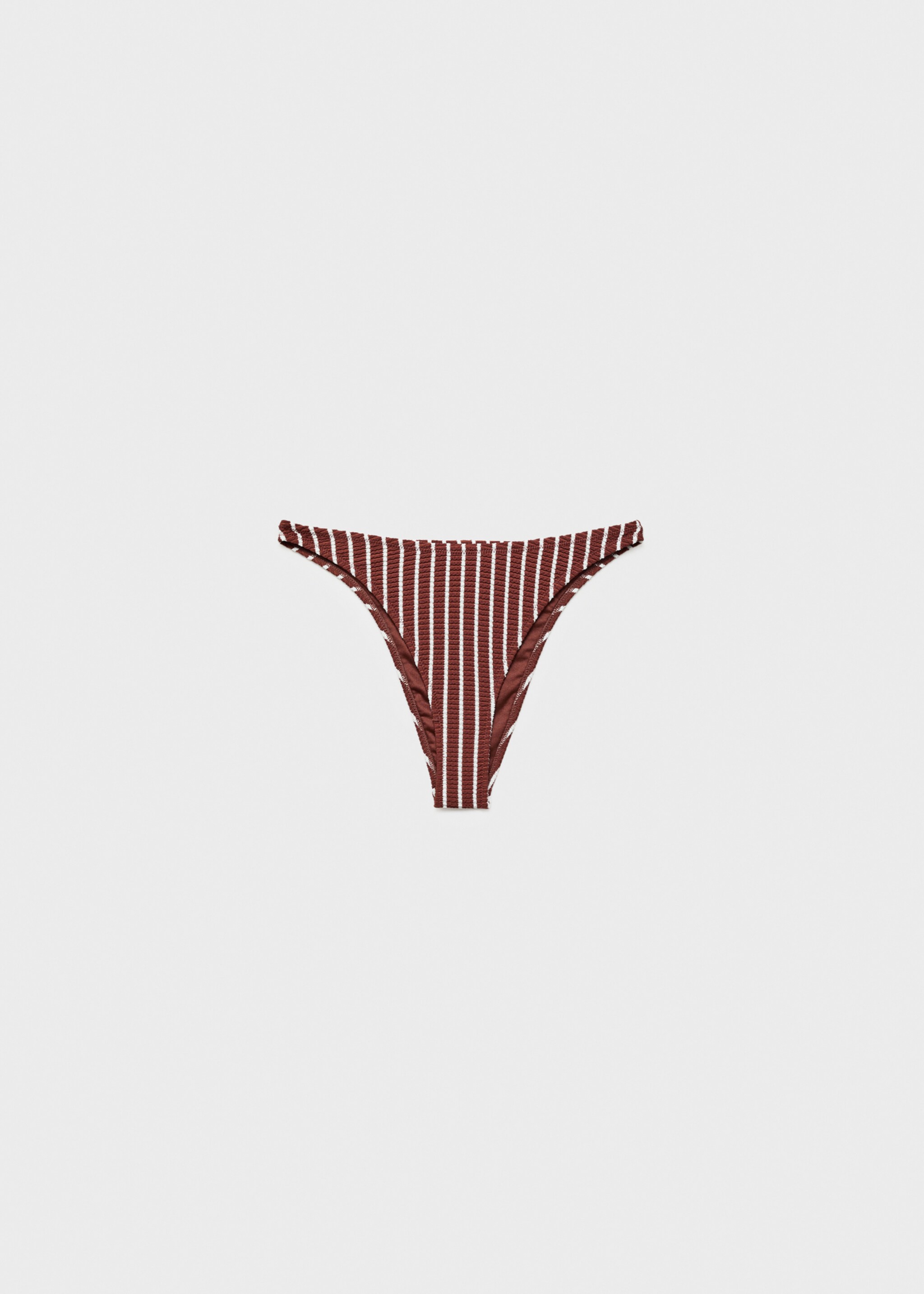 Gestreifter Bikini-Slip mit Rippmuster - Artikel ohne Model, Schokolade. Ref: 87097673-00.