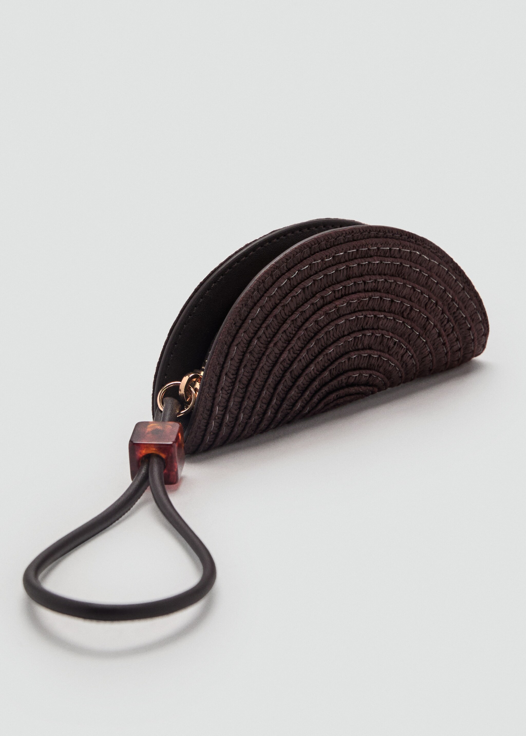 Neceser mini fibra natural abalorio - Plano medio, Chocolate. Ref: 87097678-00.