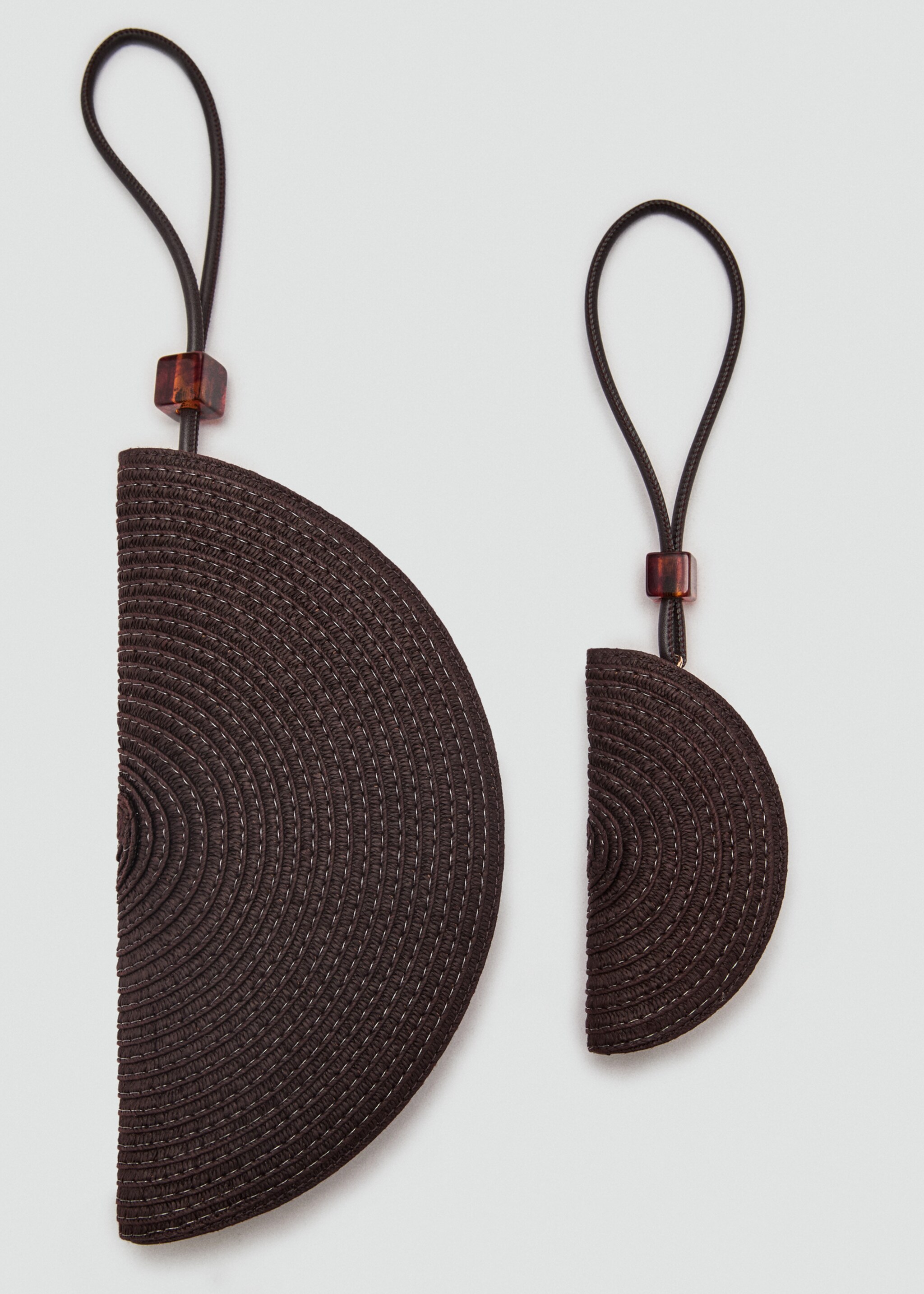 Neceser mini fibra natural abalorio - Detalle del artículo 3, Chocolate. Ref: 87097678-00.