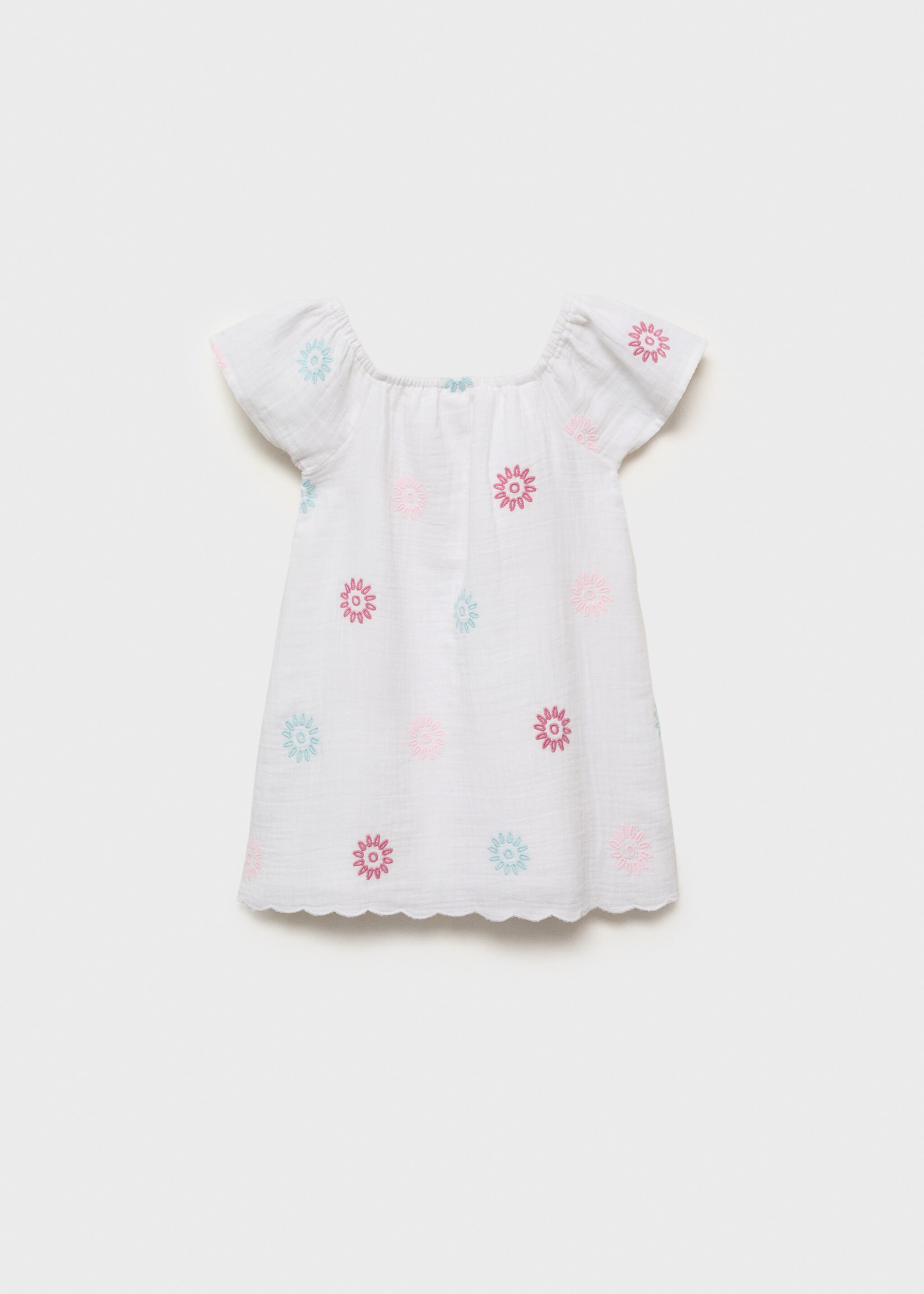 Embroidered detail dress - Article without model, White. Ref: 87097697-00.