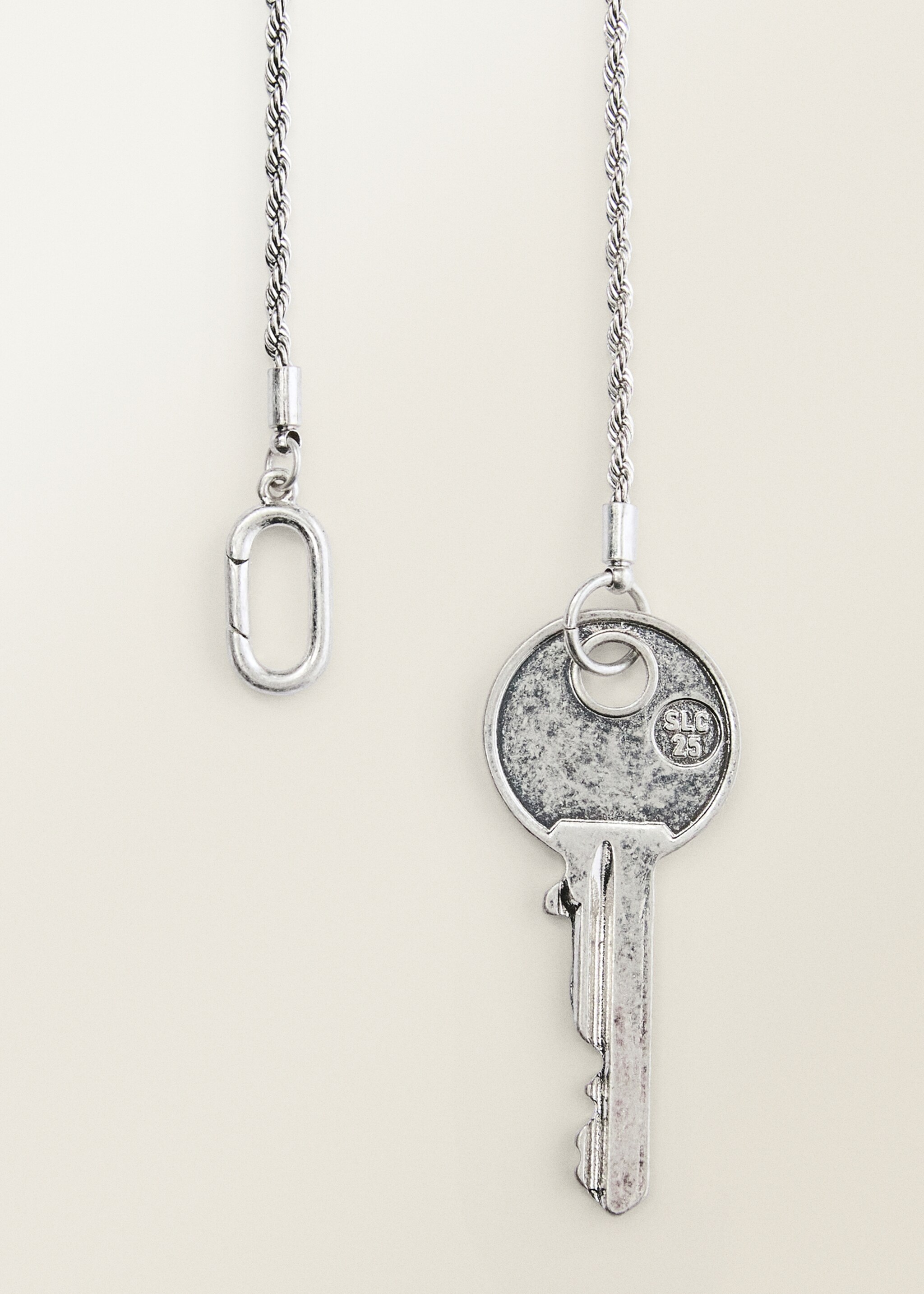 Key necklace with beads - Medium plane, Silver. Ref: 87097711-00.