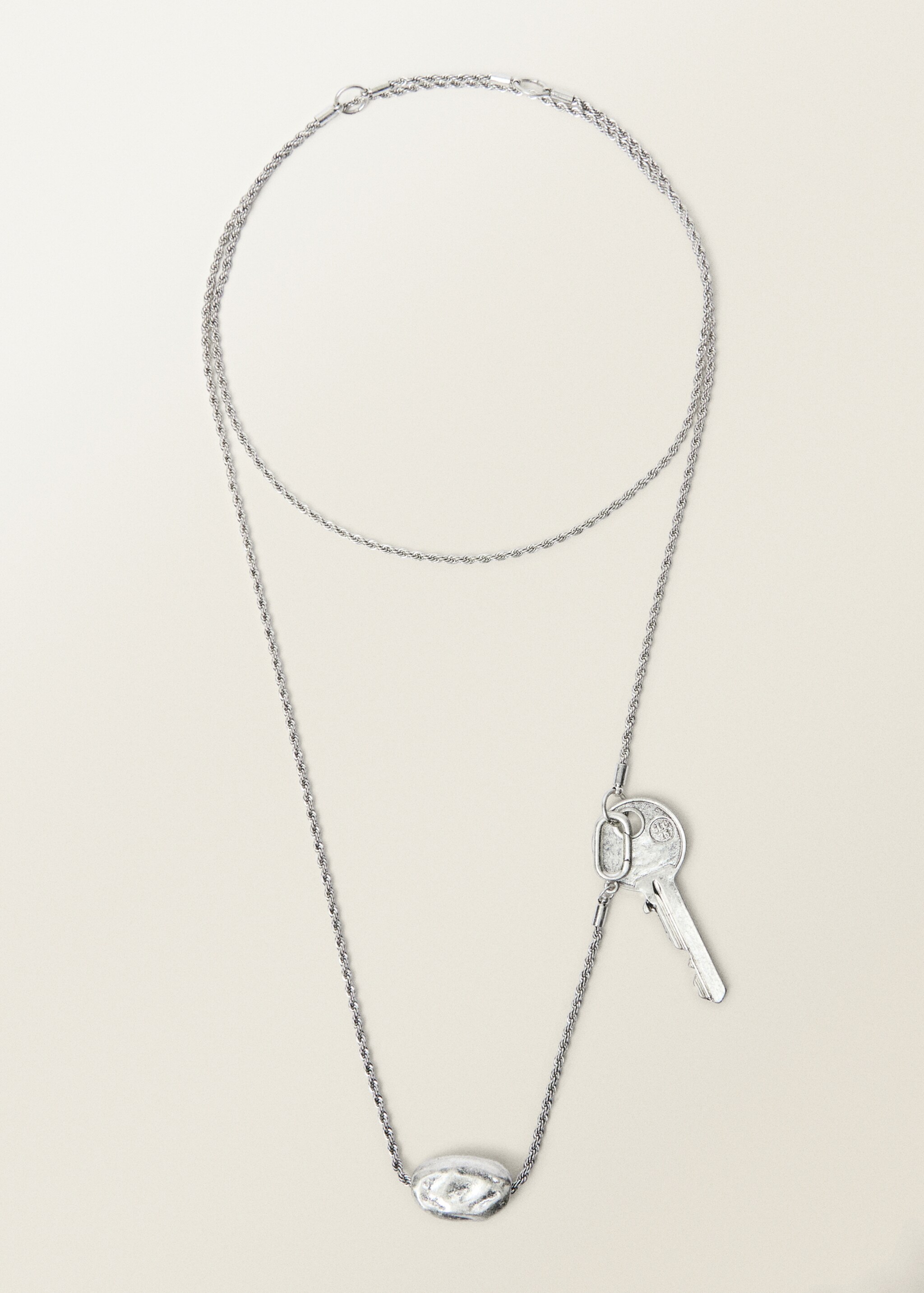 Key necklace with beads - Article without model, Silver. Ref: 87097711-00.