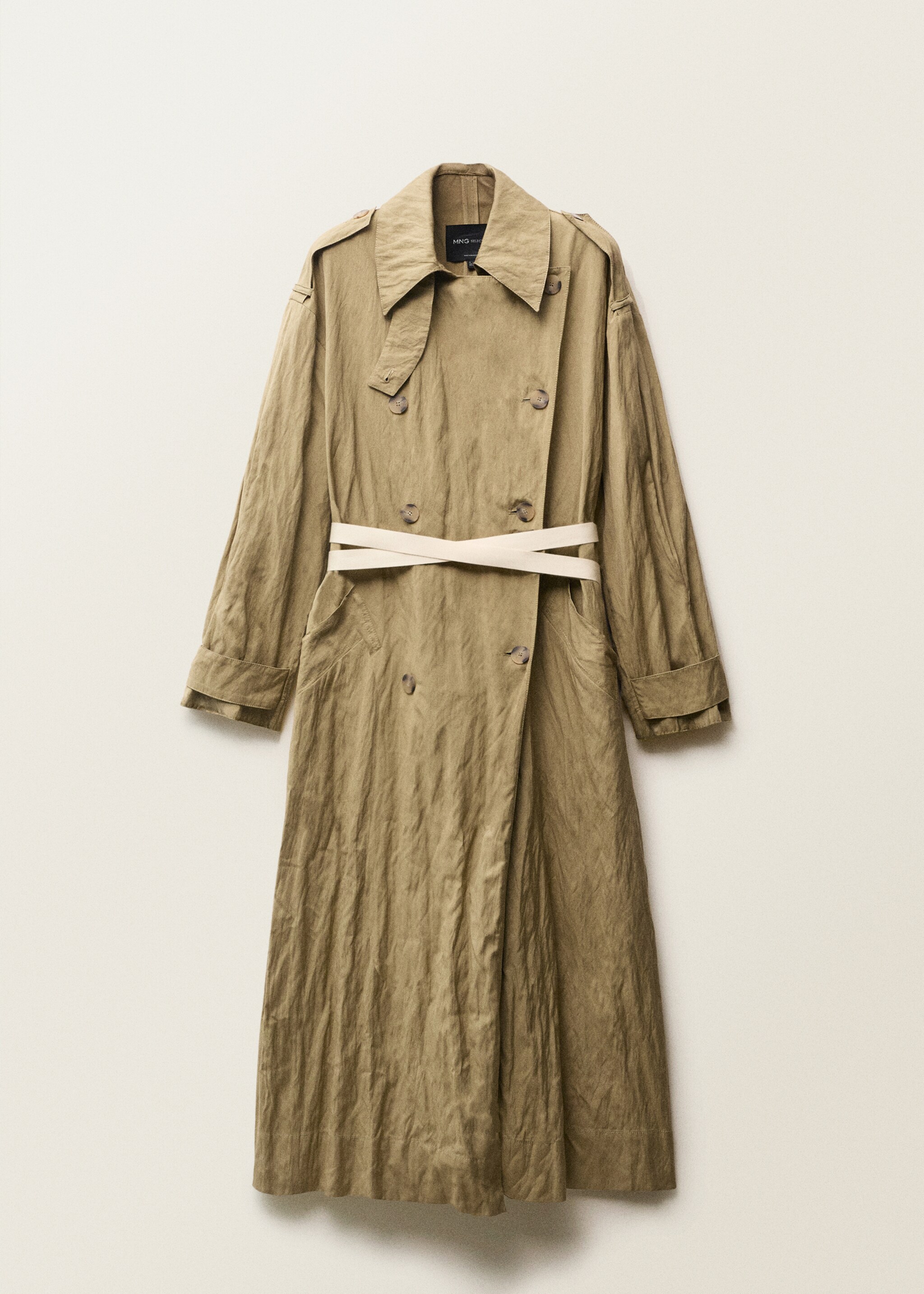 Oversized-Trenchcoat mit Knitter-Effekt - Artikel ohne Model, Mittelbraun. Ref: 87097717-00.