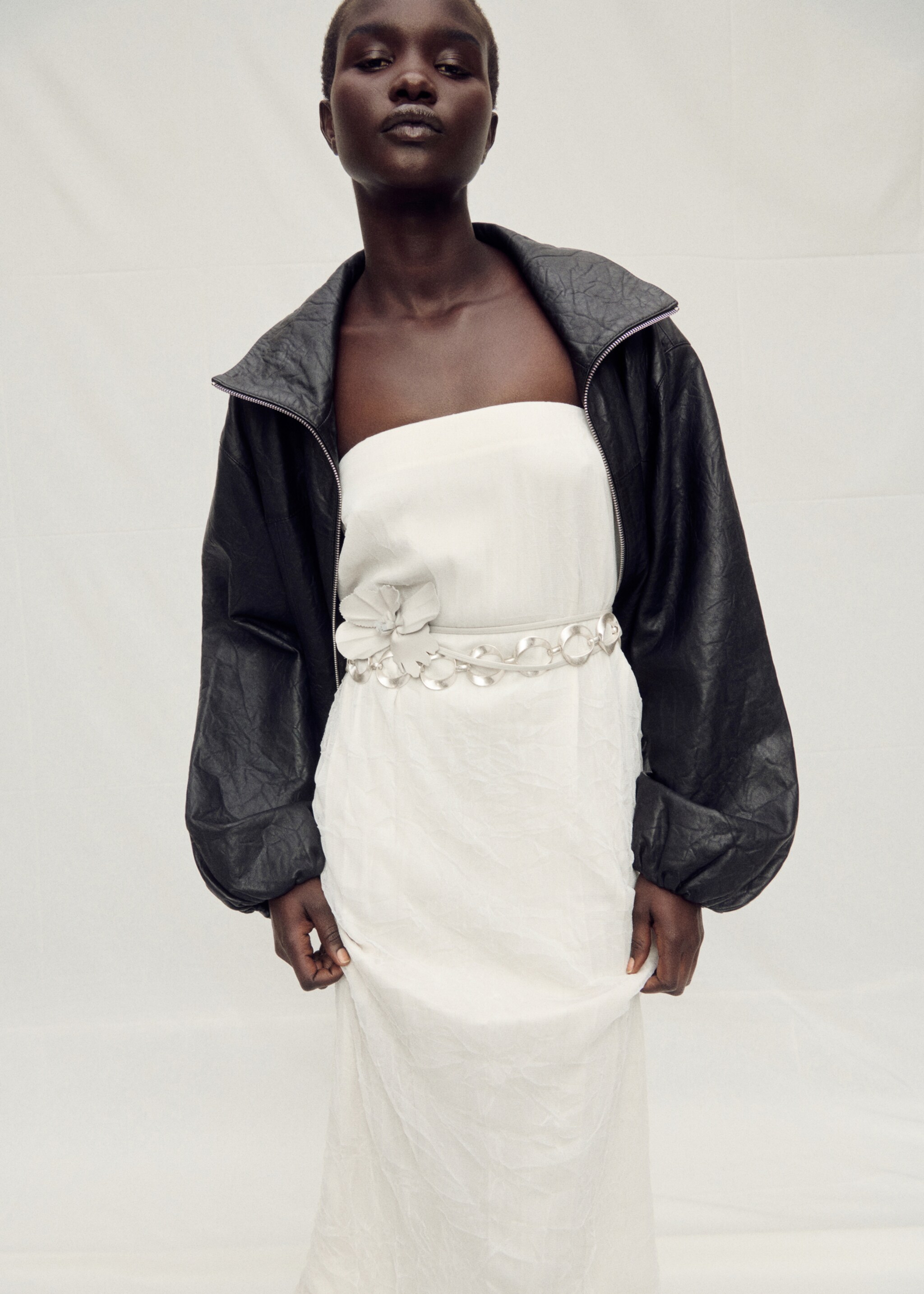 Straight-fit tulle skirt - Details of the article 2, Off White. Ref: 87097905-00.