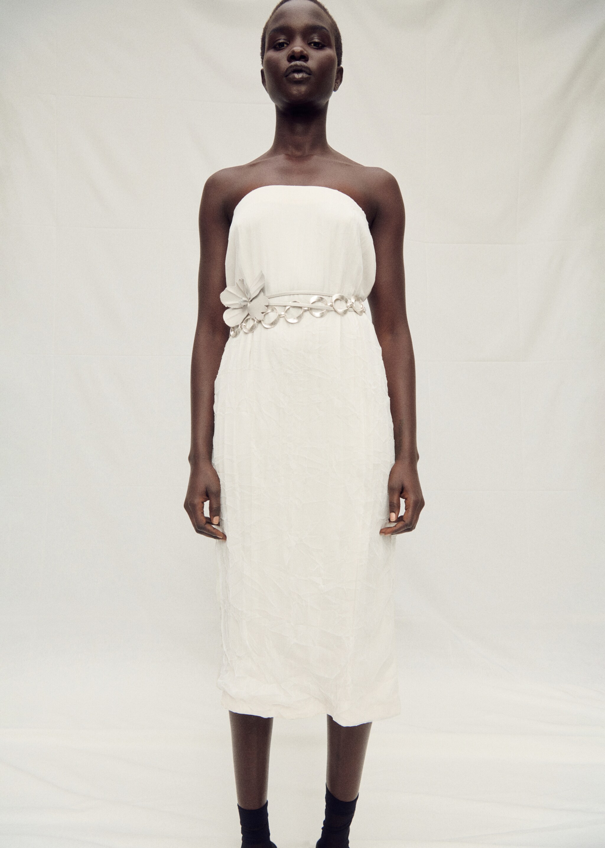 Straight-fit tulle skirt - Details of the article 6, Off White. Ref: 87097905-00.