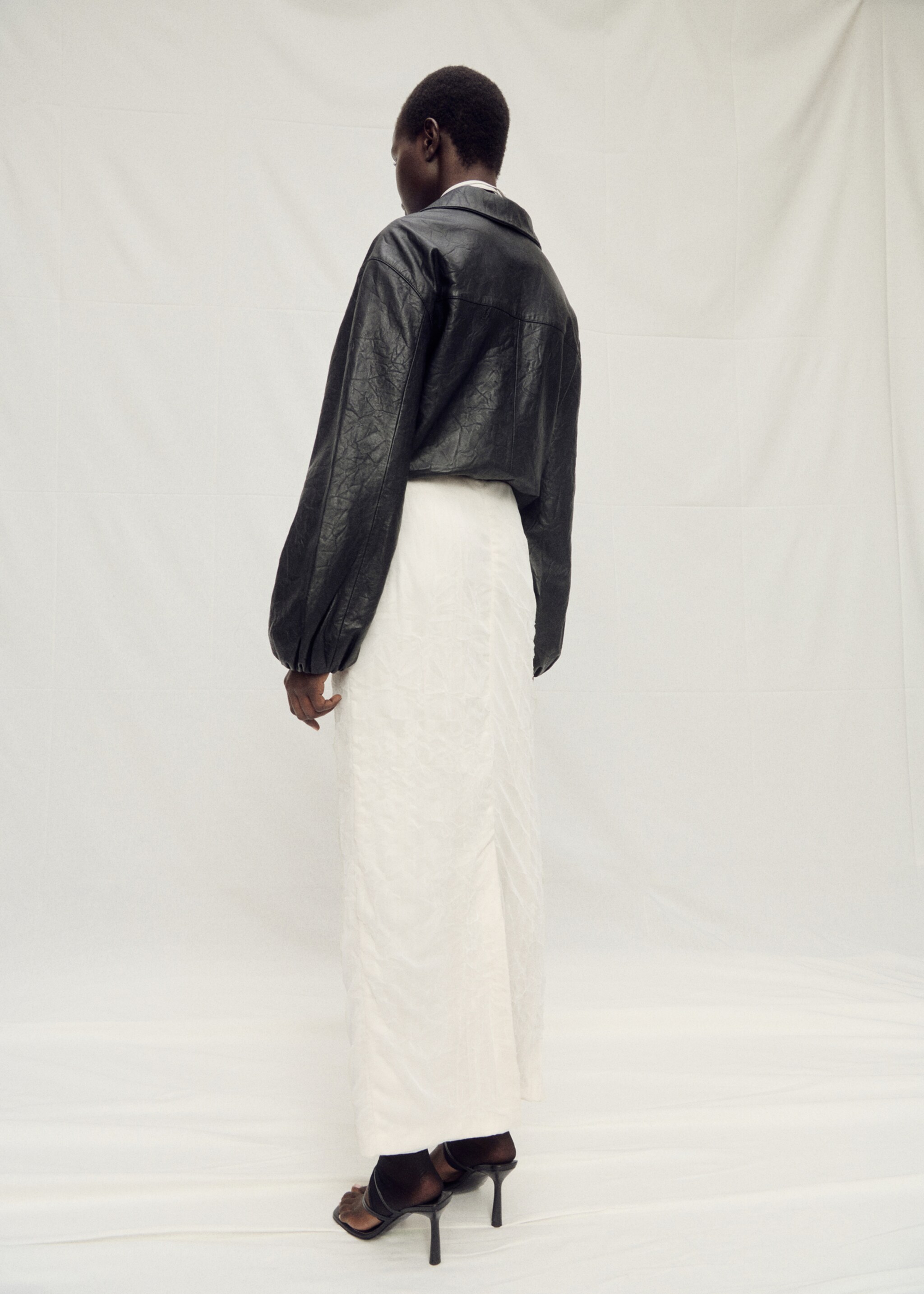 Straight-fit tulle skirt - Reverse of the article, Off White. Ref: 87097905-00.