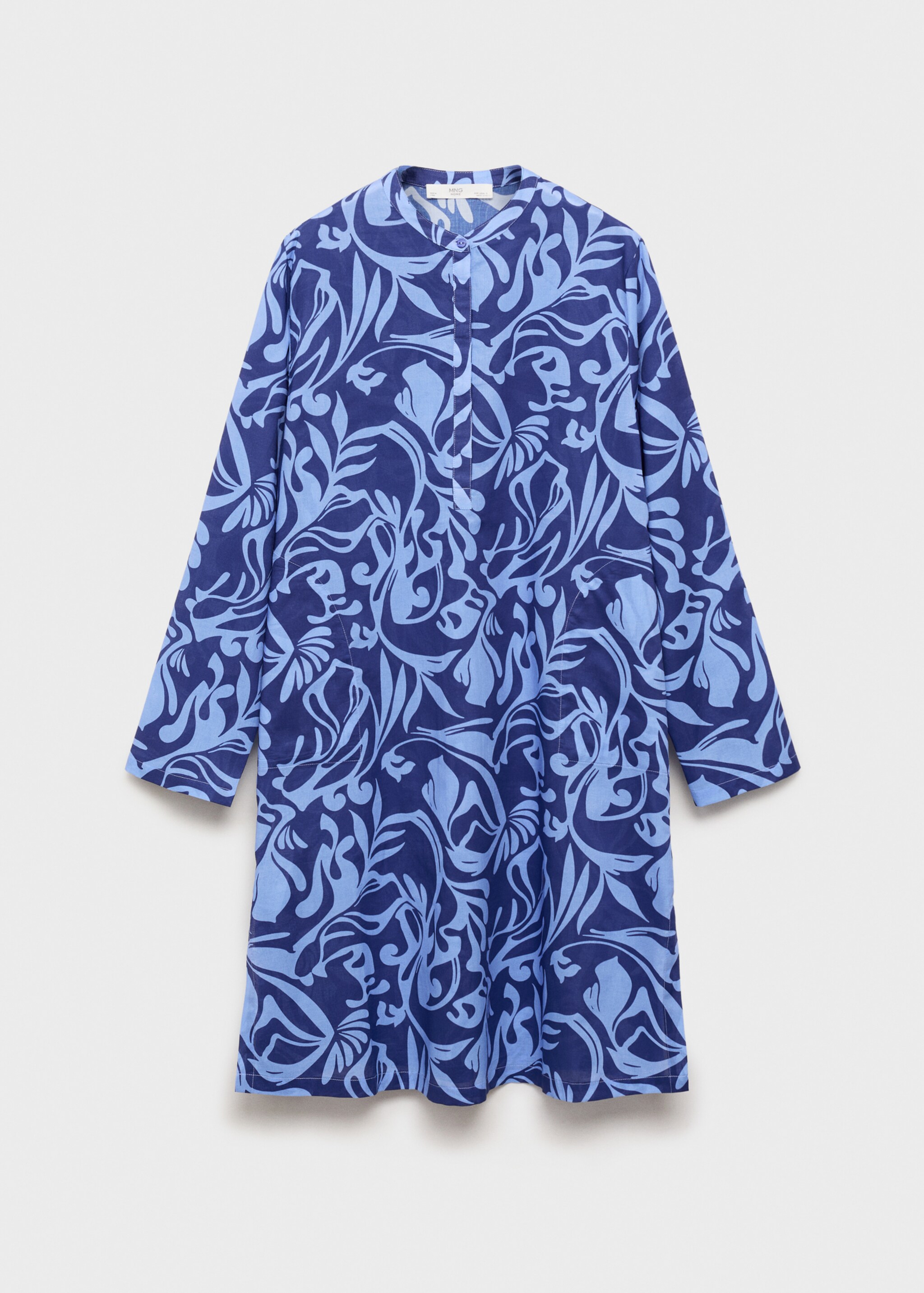 Baumwoll-Kaftan mit zweifarbigem Print - Artikel ohne Model, Blau. Ref: 87098269-00.