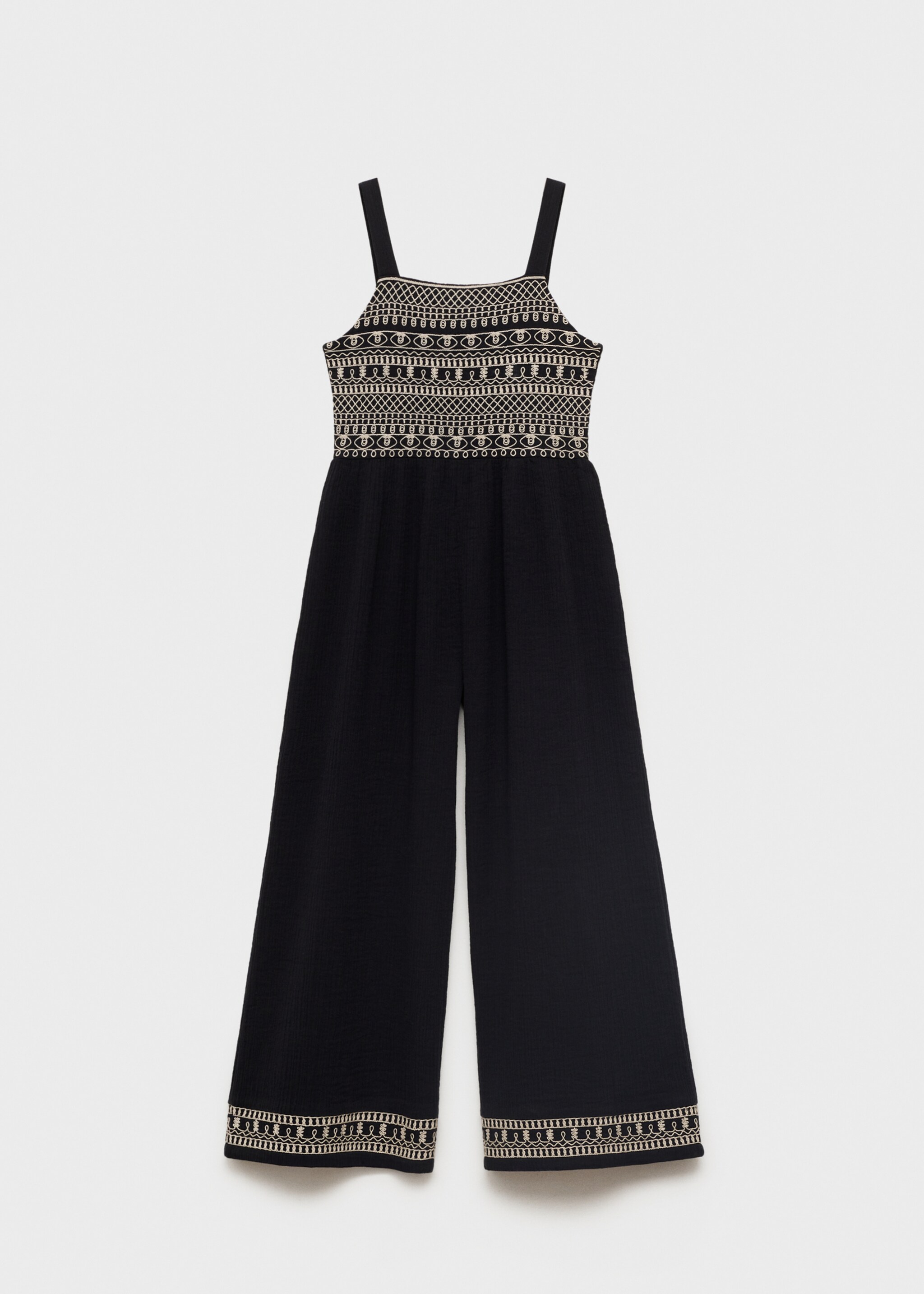 Embroidered panel jumpsuit - Article without model, Black. Ref: 87098270-00.