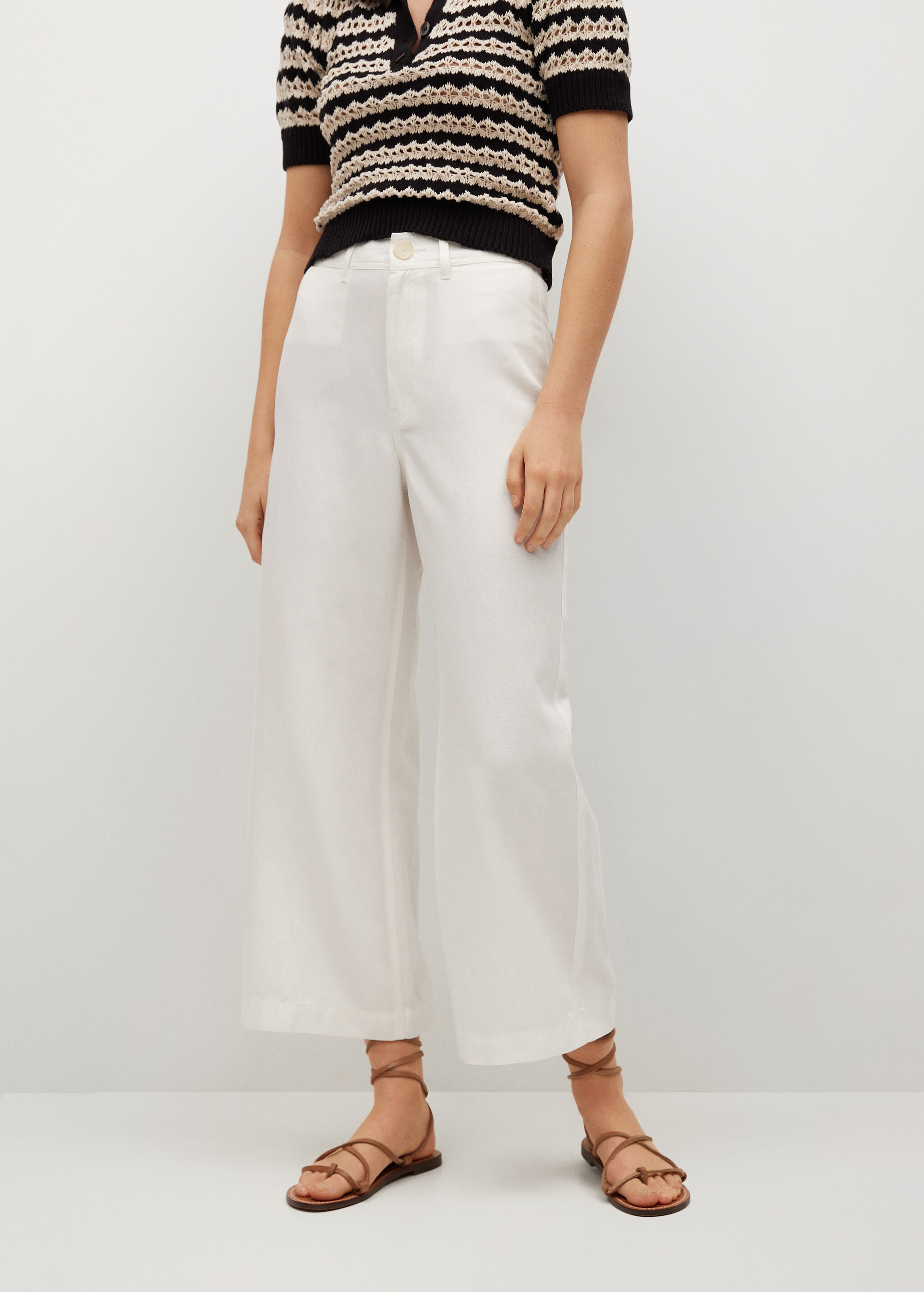 Pantalón culotte algodón lino - Plano medio