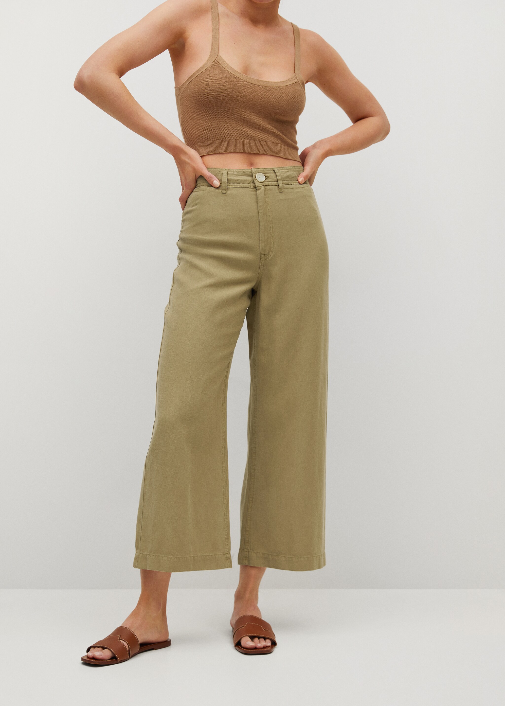 Pantalón culotte algodón lino - Plano medio