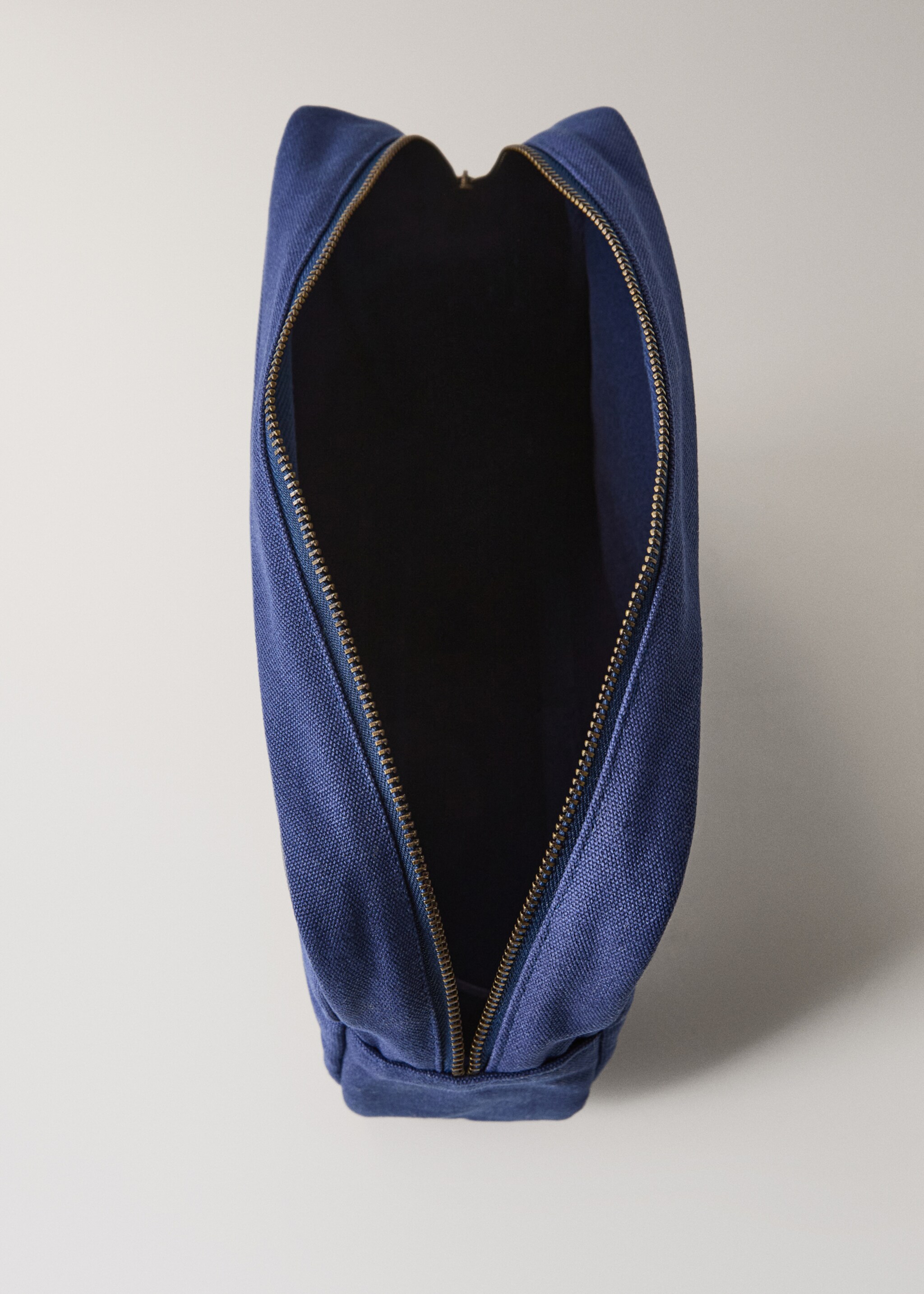 Plain cotton toiletry bag - Details of the article 3, Navy. Ref: 87098647-00.