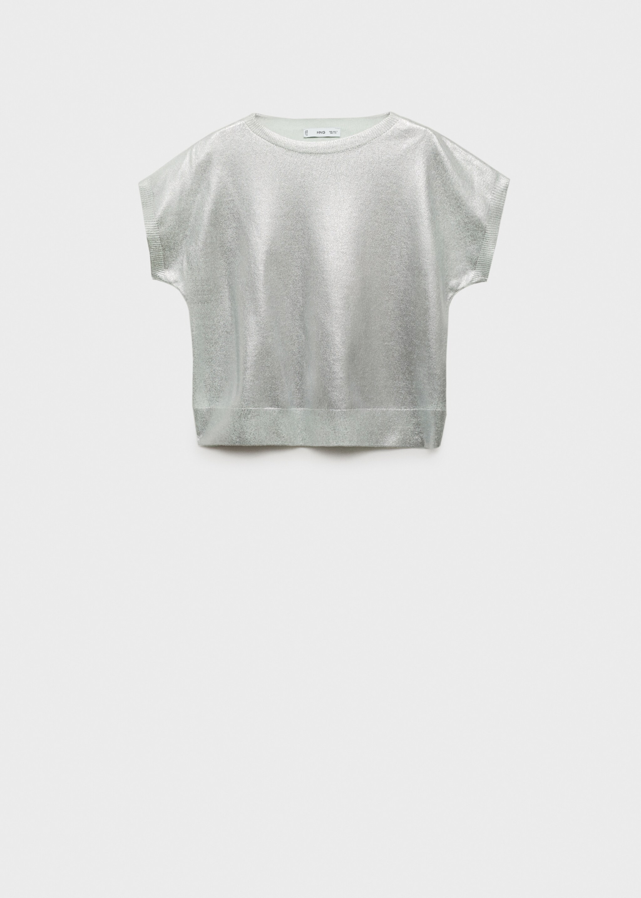 Short-sleeved foil knitted sweater - Article without model, Mint Green. Ref: 87098648-00.