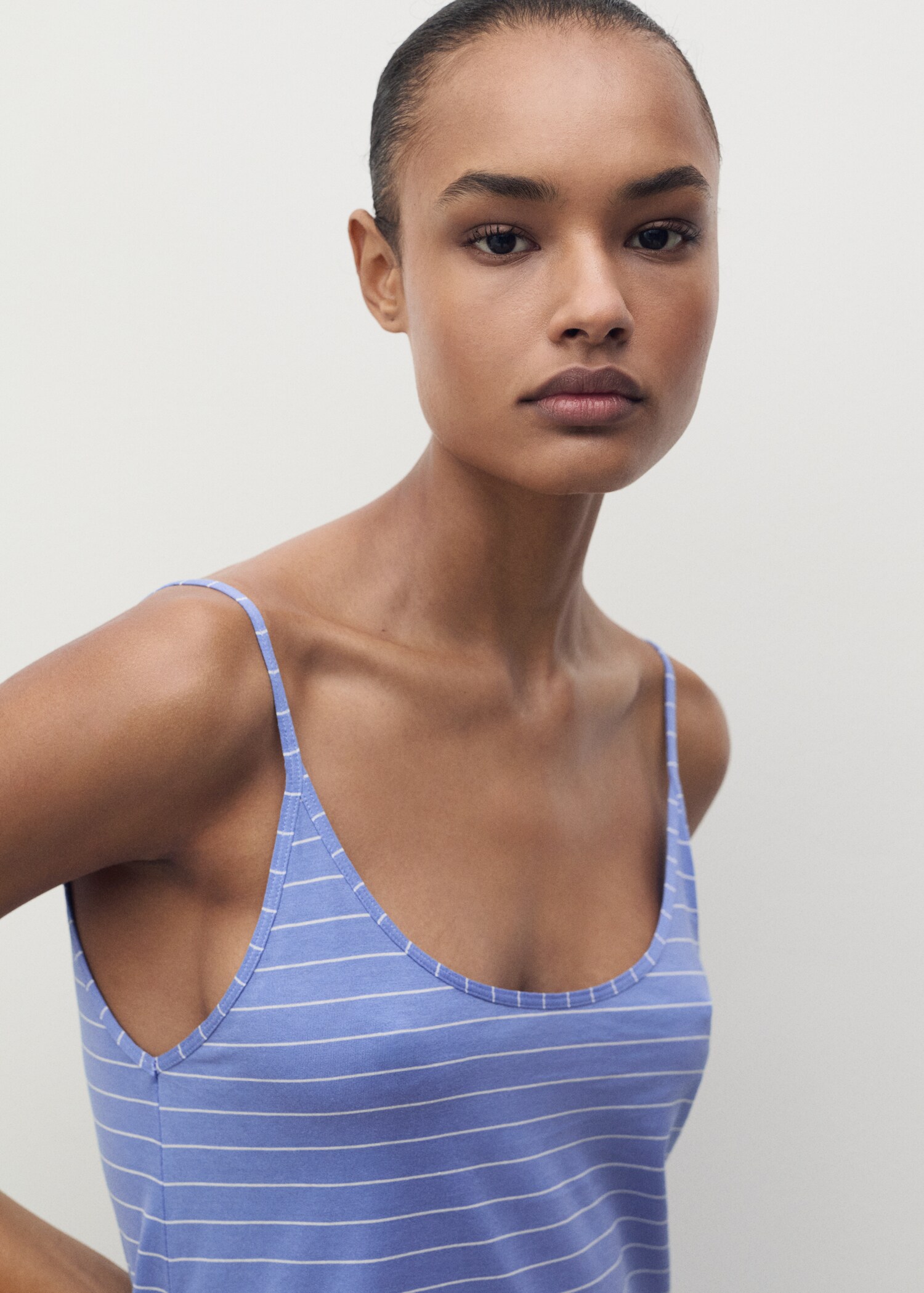 Striped cotton nightdress - Details of the article 1