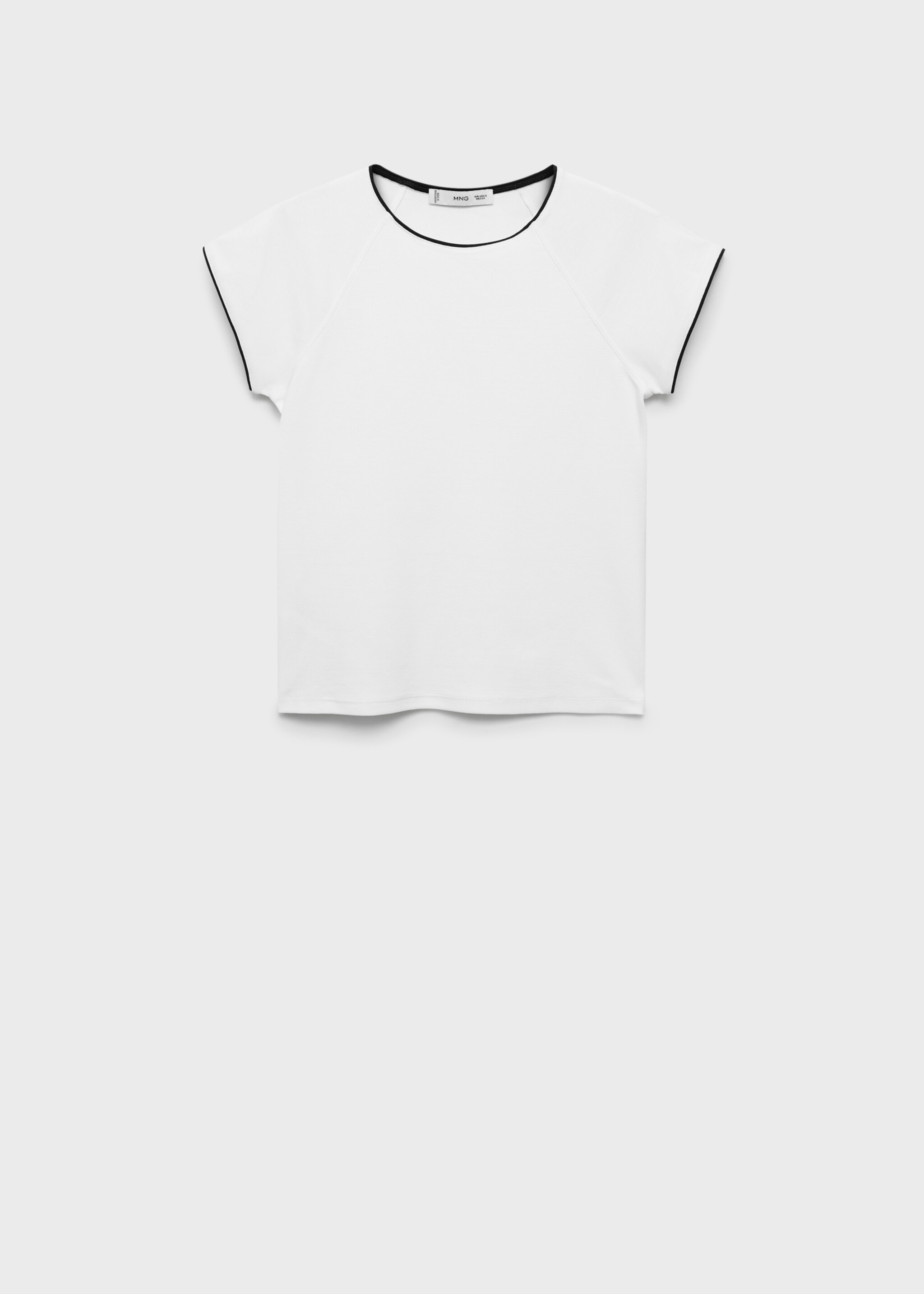 T-shirt coton liserés contrastants - Article sans modèle, Blanc. Ref: 87099211-00.