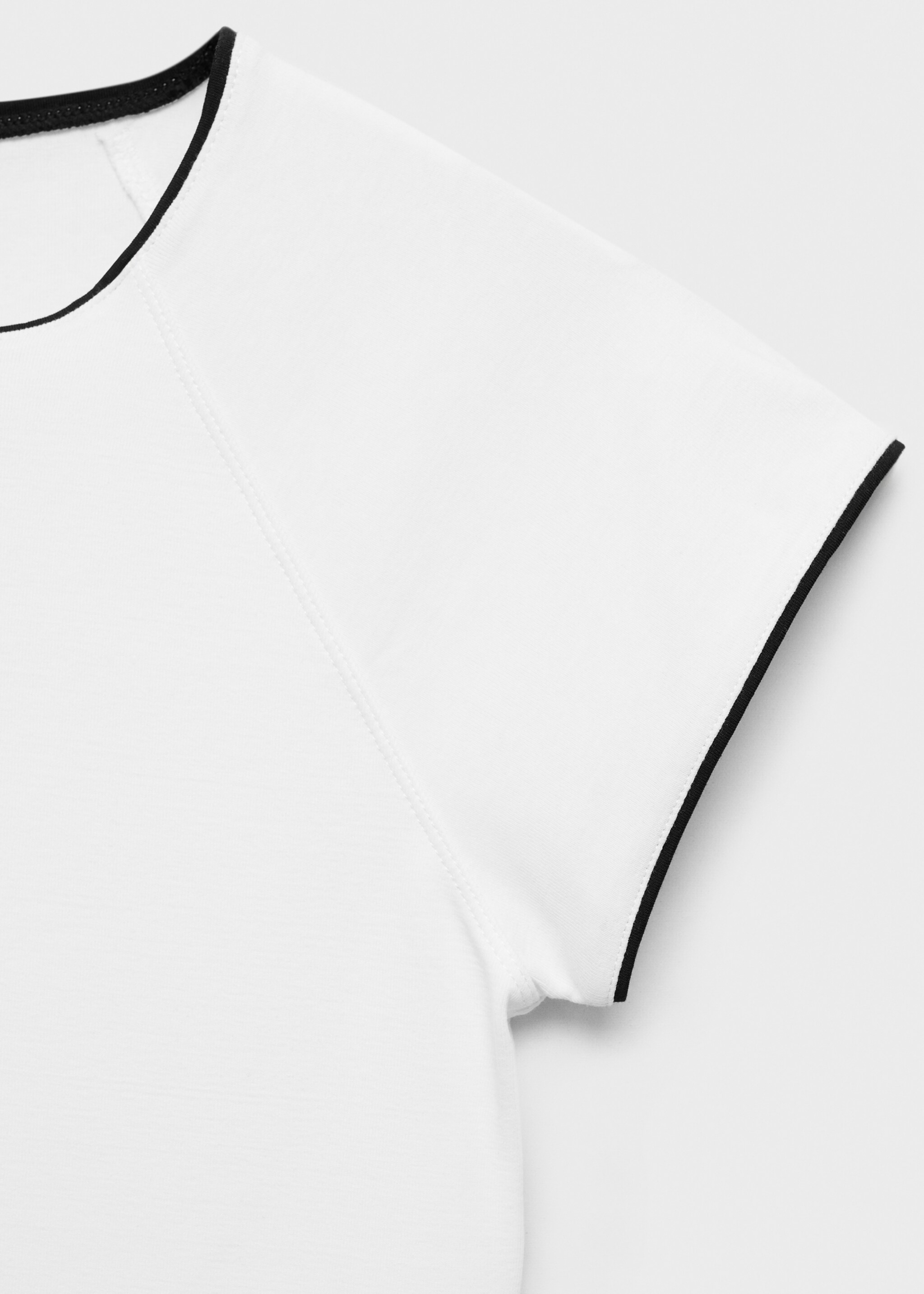 T-shirt coton liserés contrastants - Détail de l'article 8, Blanc. Ref: 87099211-00.
