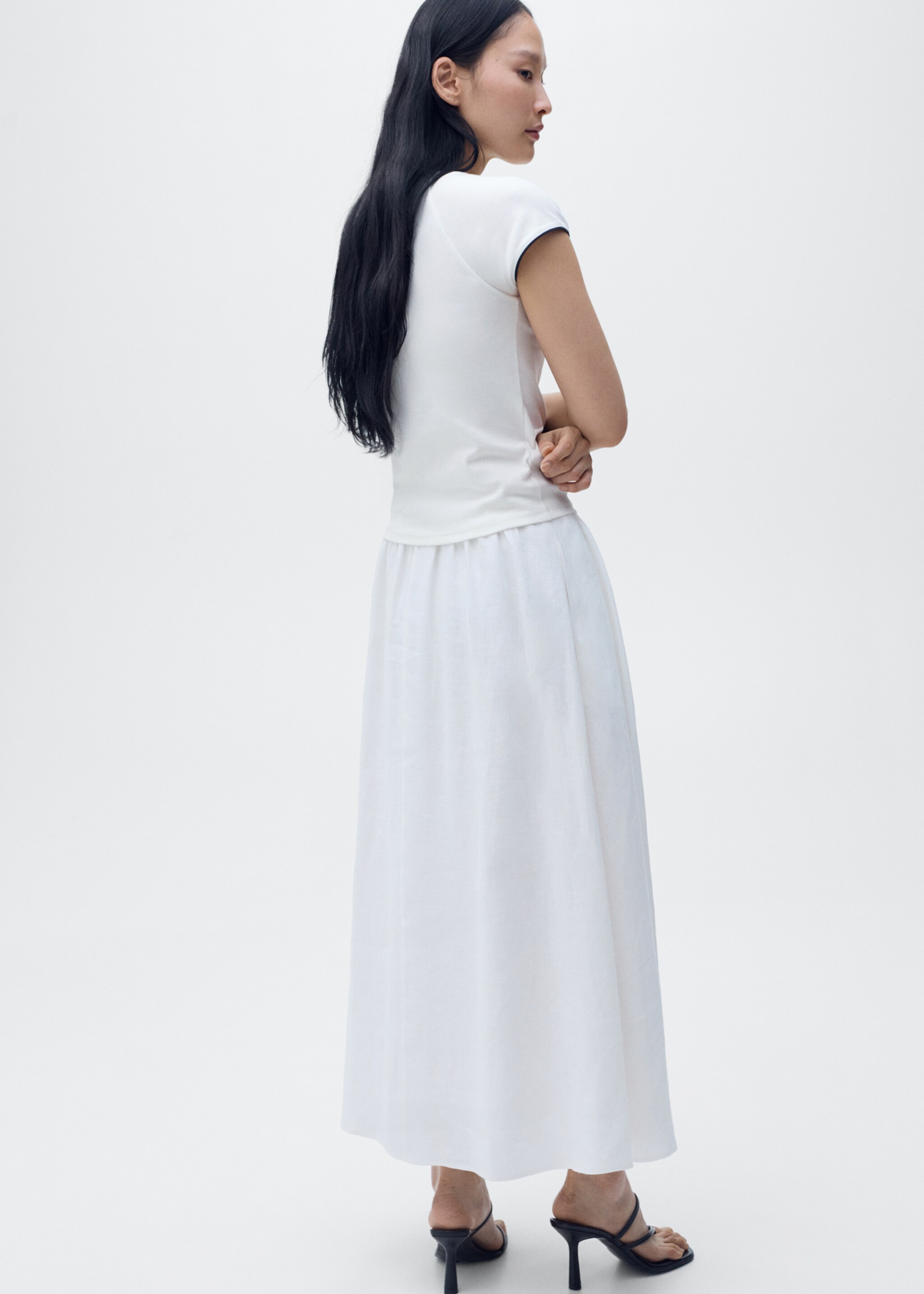 T-shirt coton liserés contrastants - Verso de l’article, Blanc. Ref: 87099211-00.