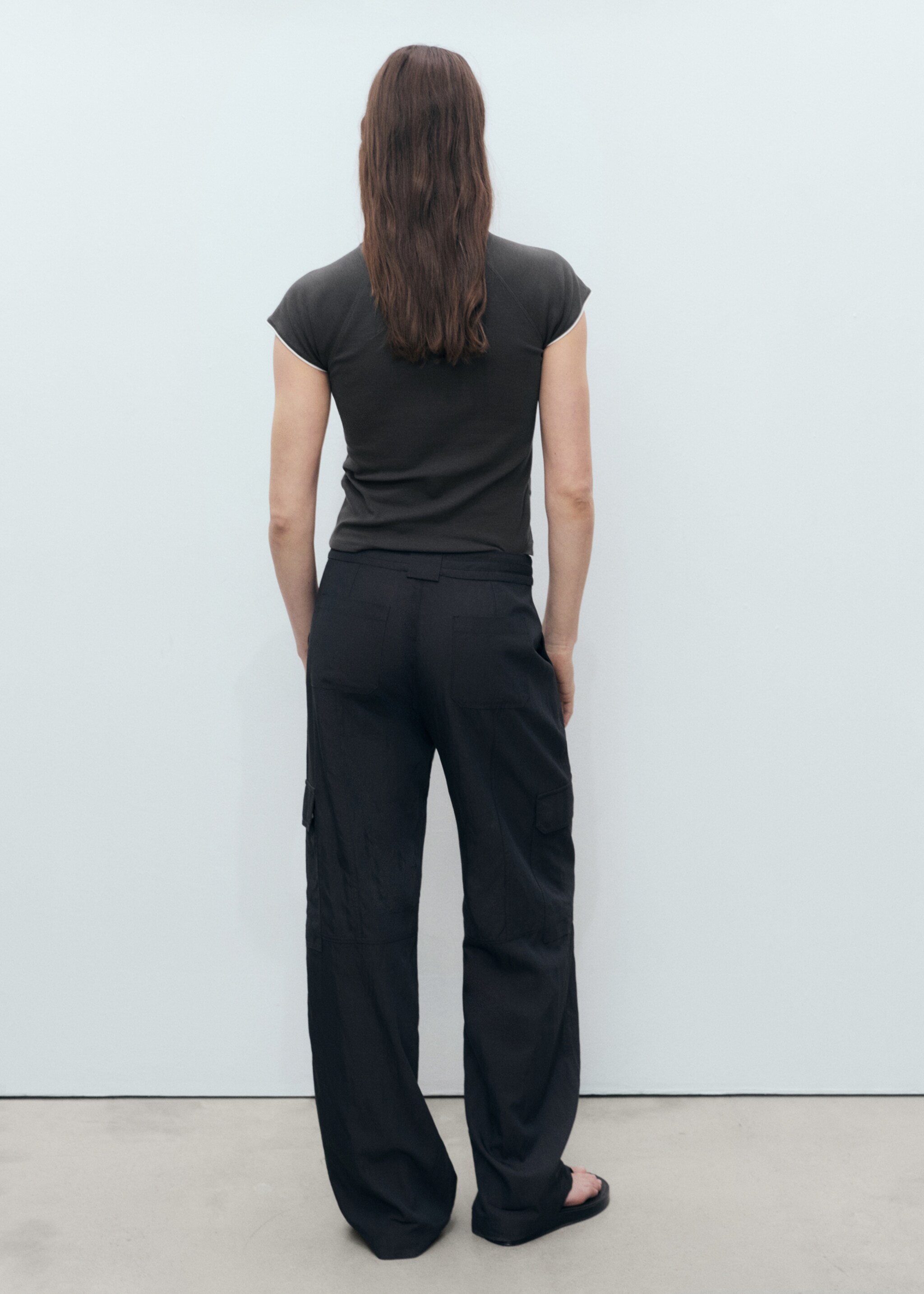 Cotton t-shirt with contrasting trim - Reverse of the article, Grey. Ref: 87099211-00.