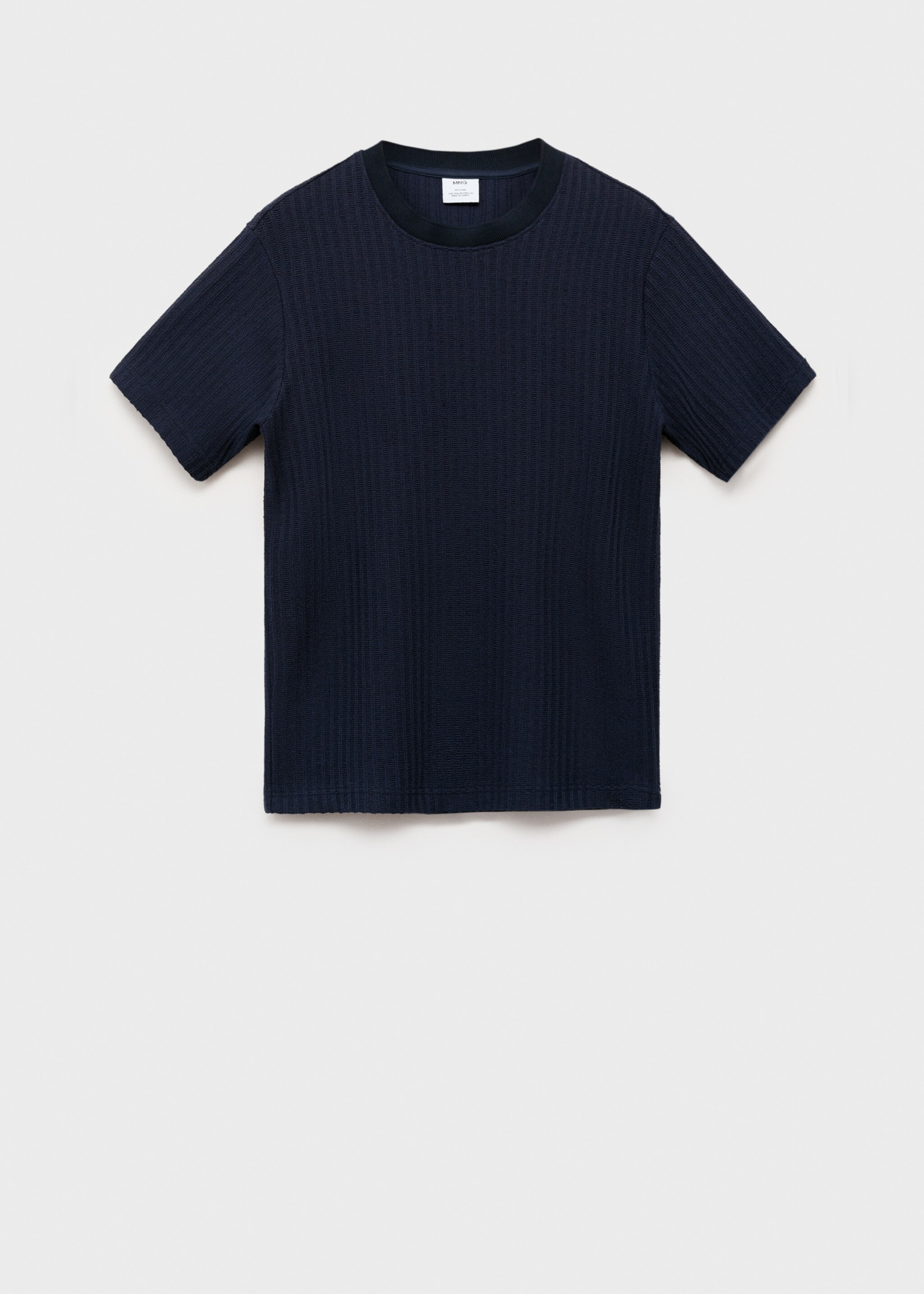 Ribbed  knit t-shirt - Article without model, Ink Blue. Ref: 87099217-00.