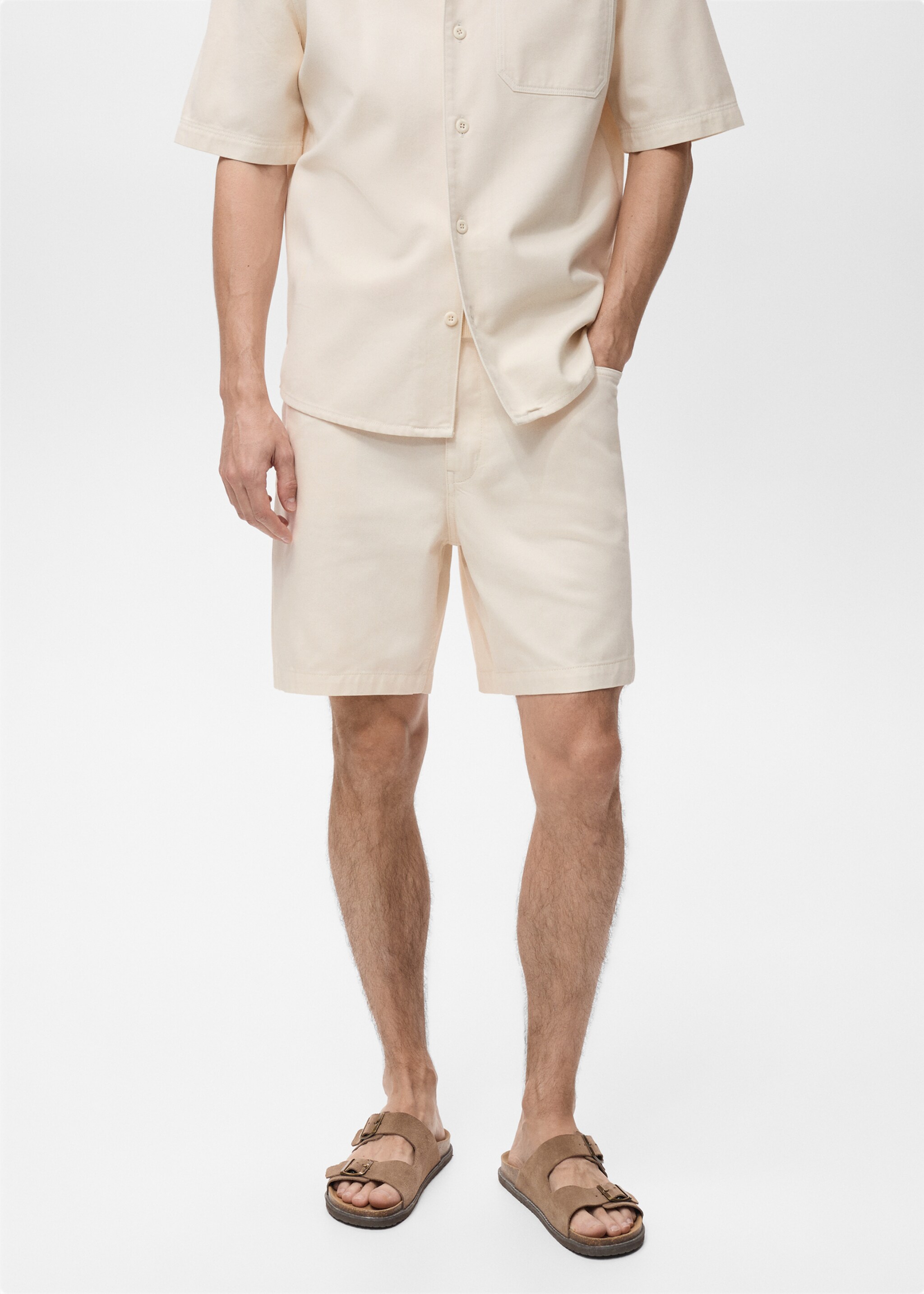 Cotton lyocell bermuda shorts - Medium plane, Ivory White. Ref: 87099218-00.