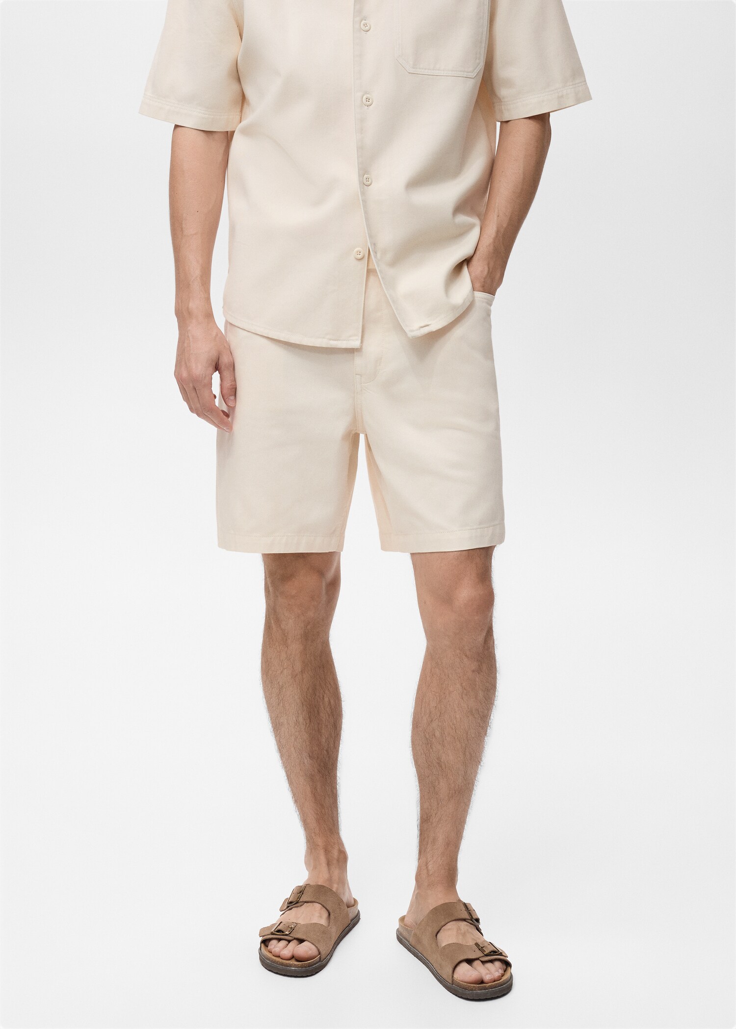 Cotton lyocell bermuda shorts - Medium plane