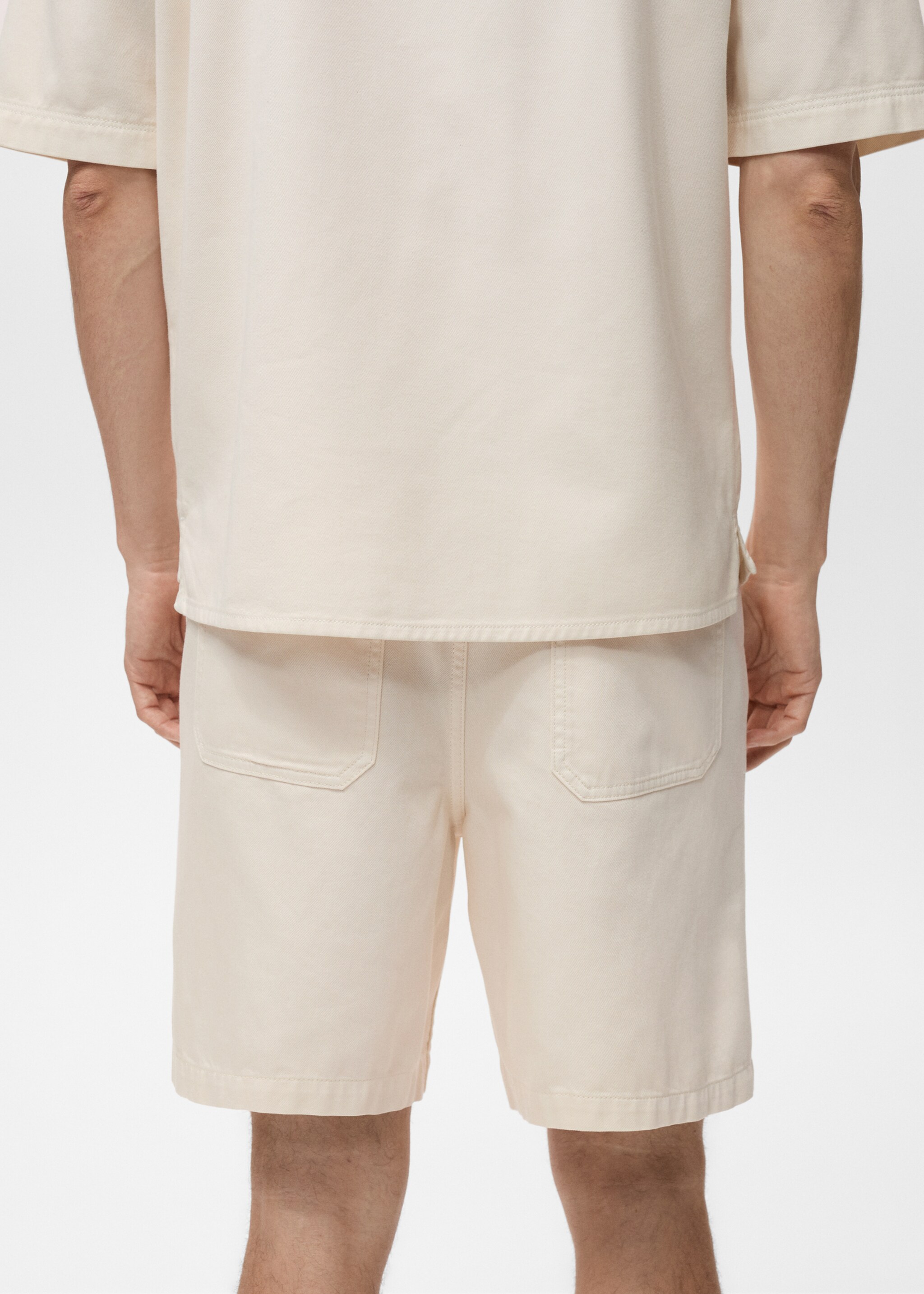 Cotton lyocell bermuda shorts - Details of the article 6, Ivory White. Ref: 87099218-00.