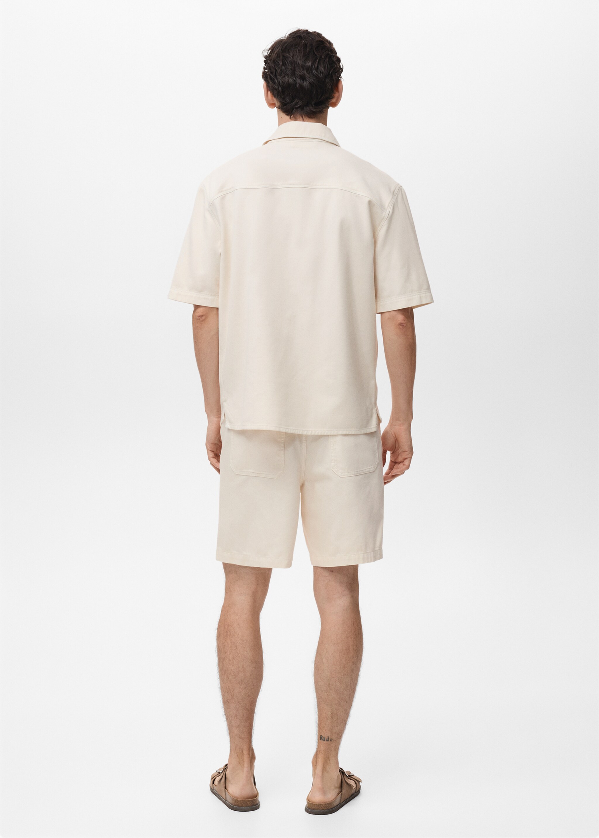Cotton lyocell bermuda shorts - Reverse of the article, Ivory White. Ref: 87099218-00.