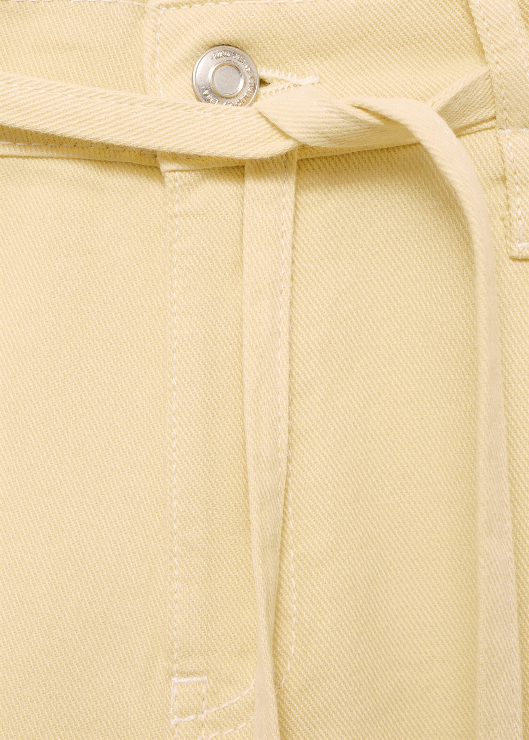 Low-rise wide leg jeans with belt - Details of the article 0, White. Ref: 87099220-00.