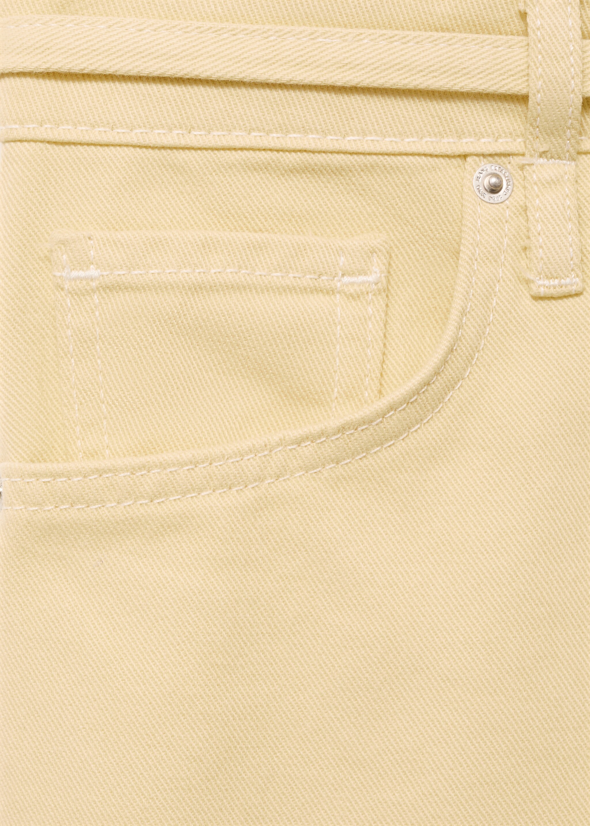 Low-rise wide leg jeans with belt - Details of the article 8, White. Ref: 87099220-00.