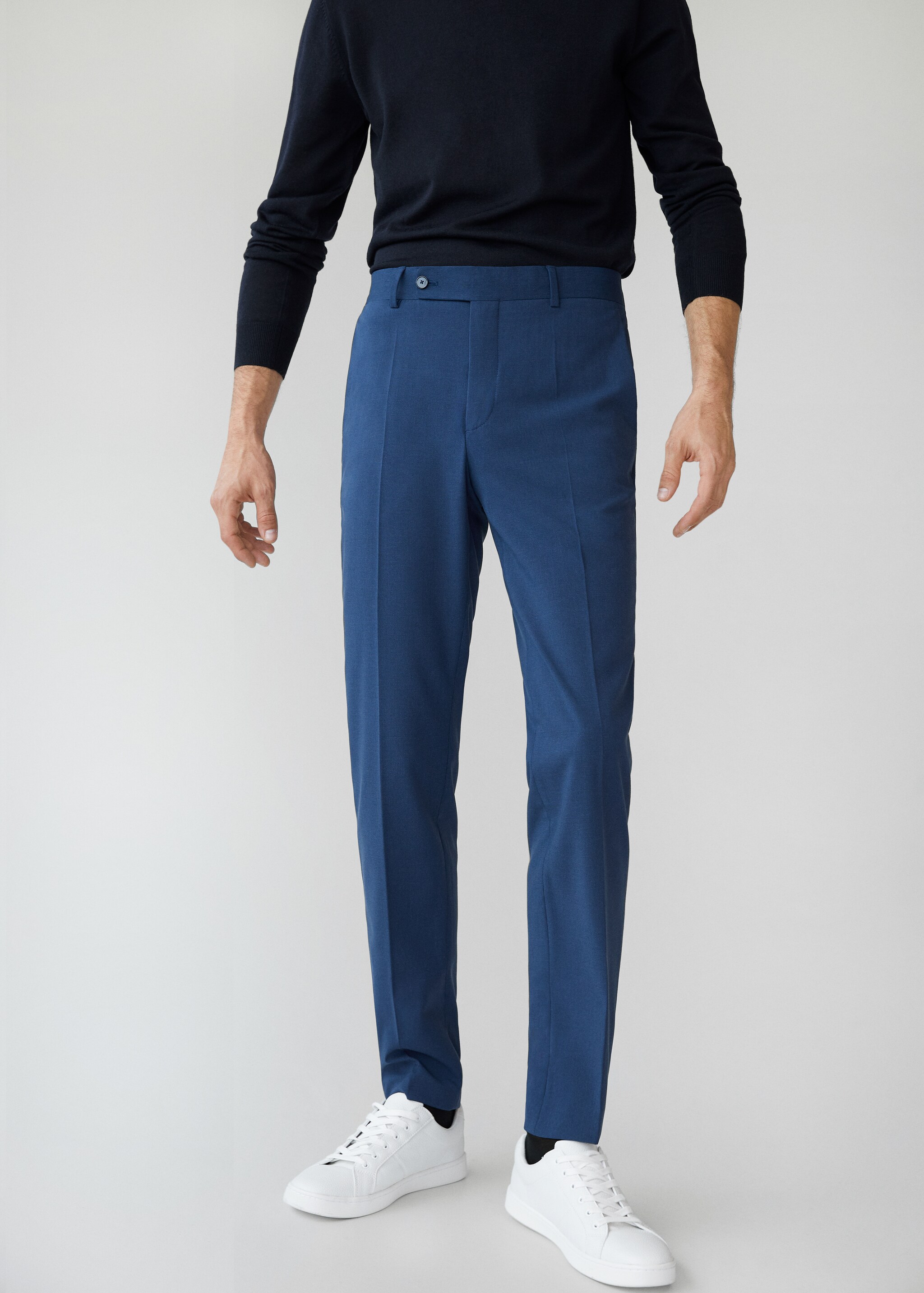 Oblekové kalhoty slim fit s mikro strukturou - Náhled ve středové rovině