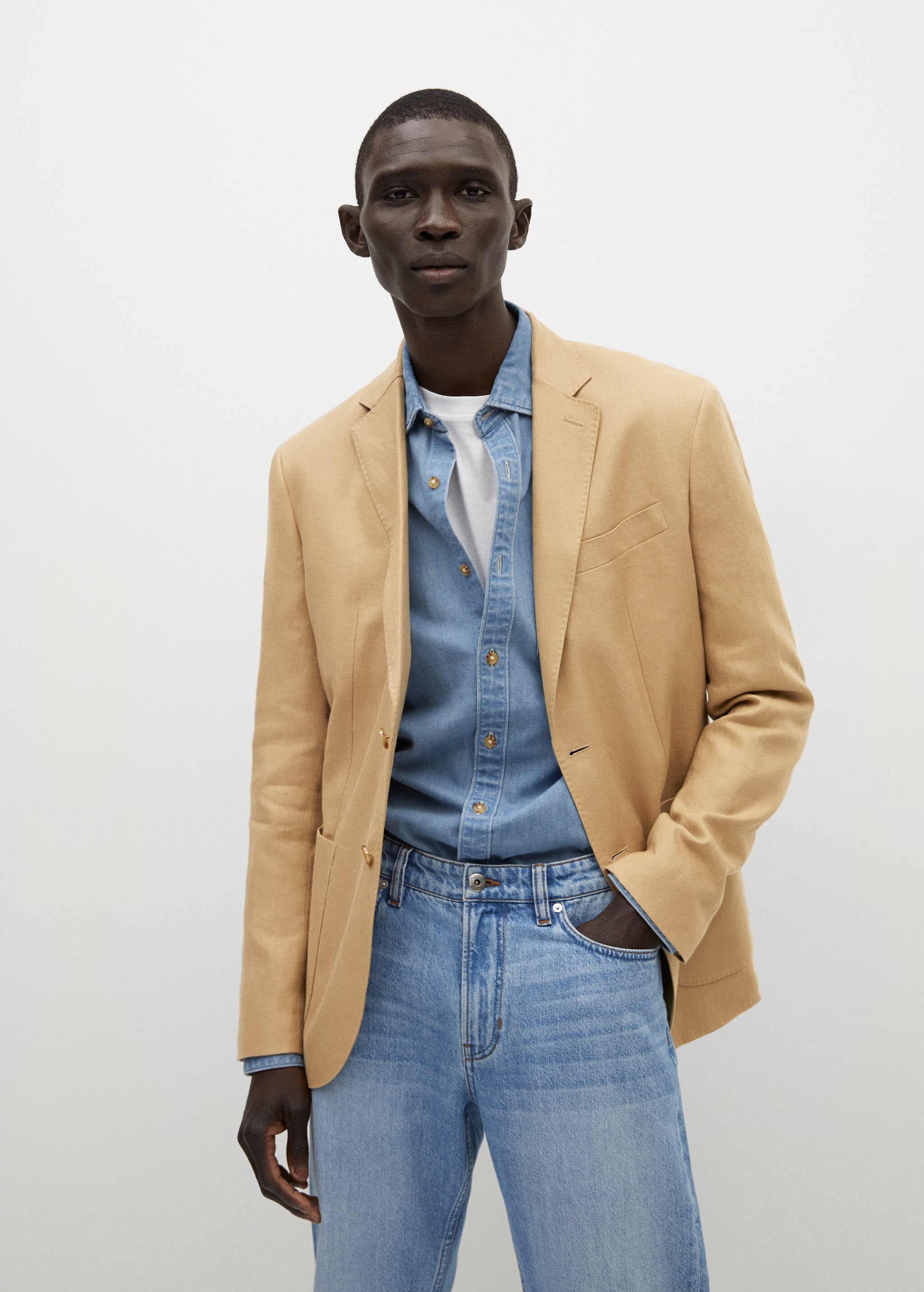 100% linen slim fit blazer - Medium plane