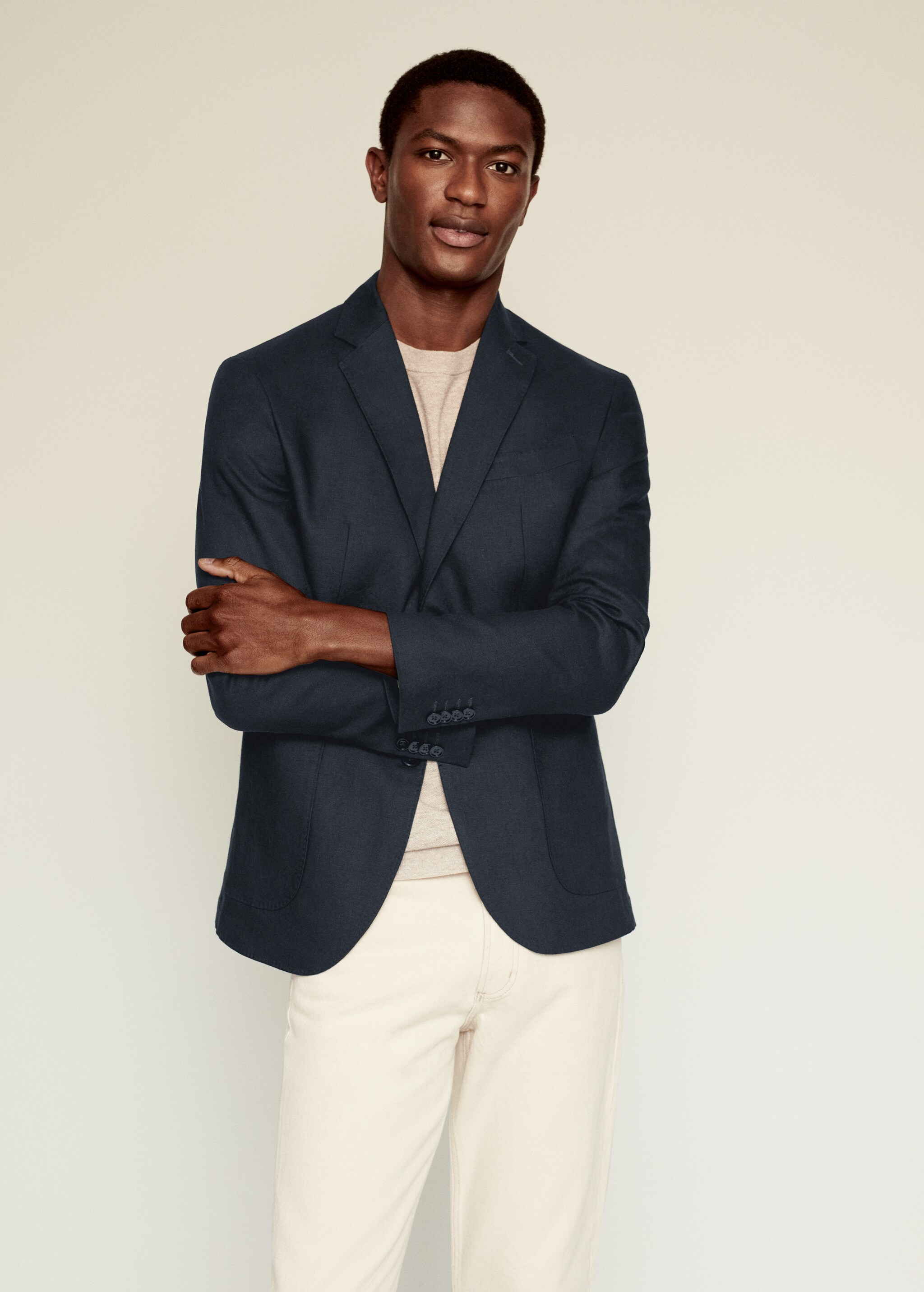 100% linen slim fit blazer - Medium plane