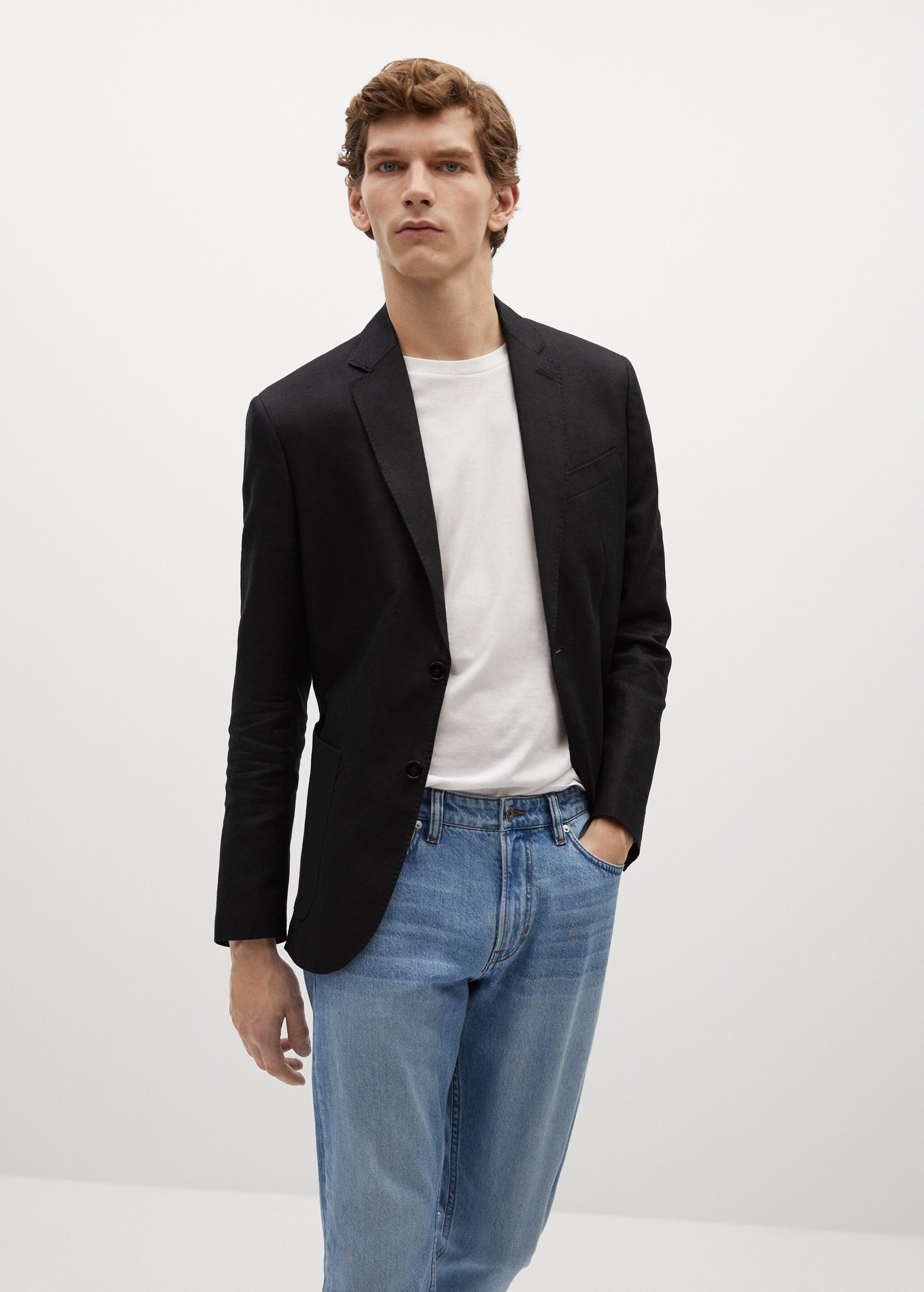 100% linen slim fit blazer - Medium plane