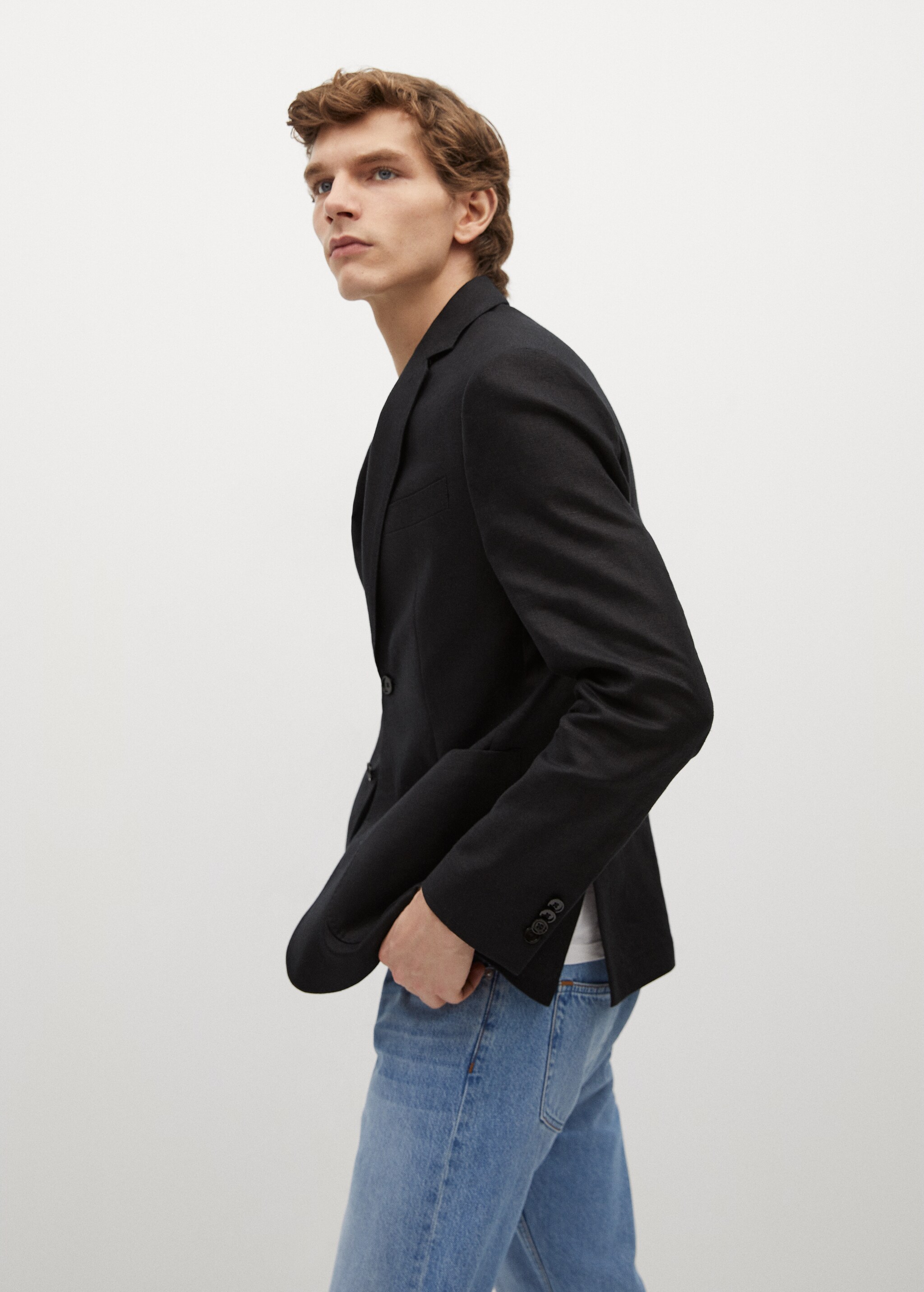 100% linen slim fit blazer - Details of the article 2