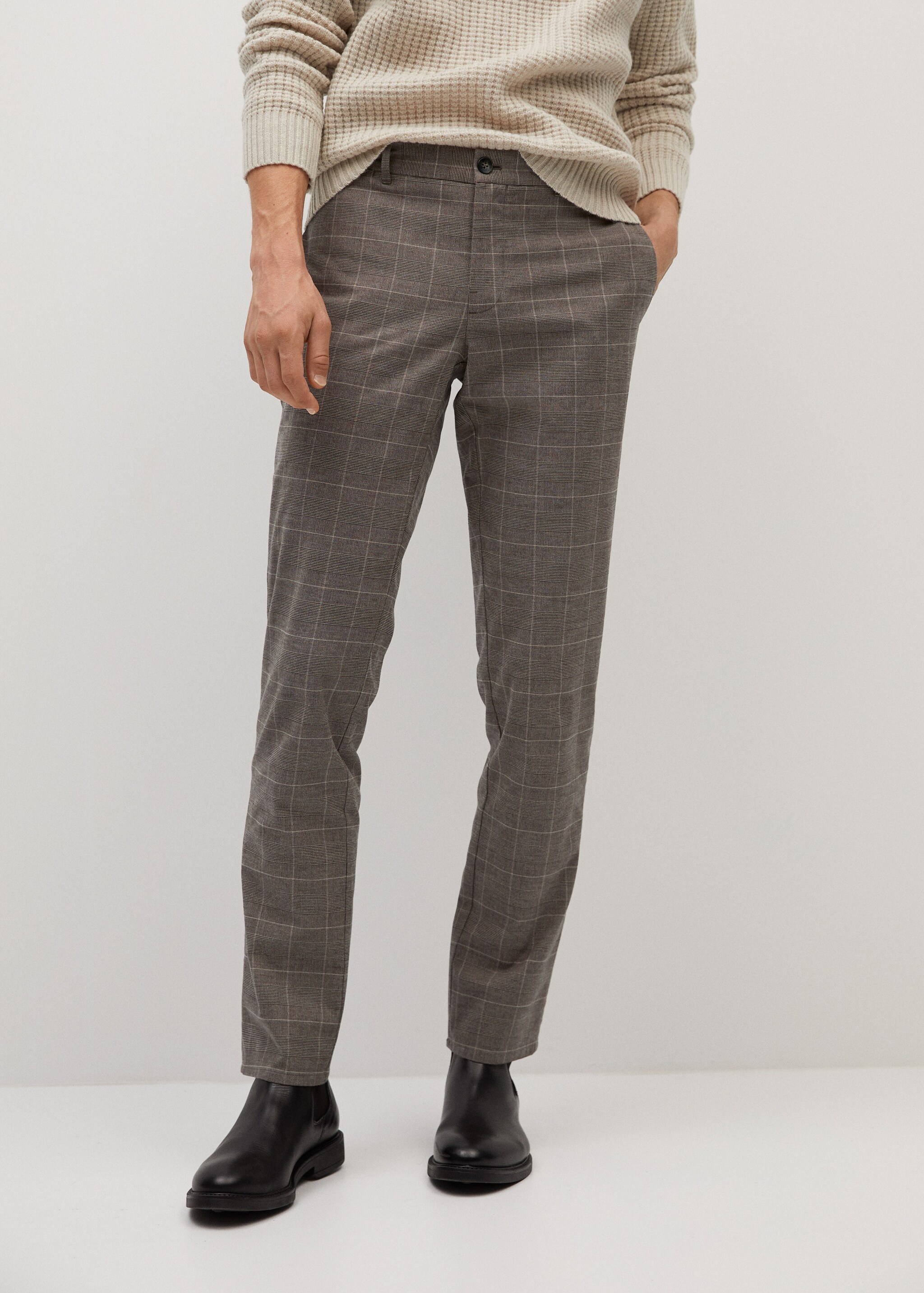 Pantalón slim fit algodón cuadros - Plano medio