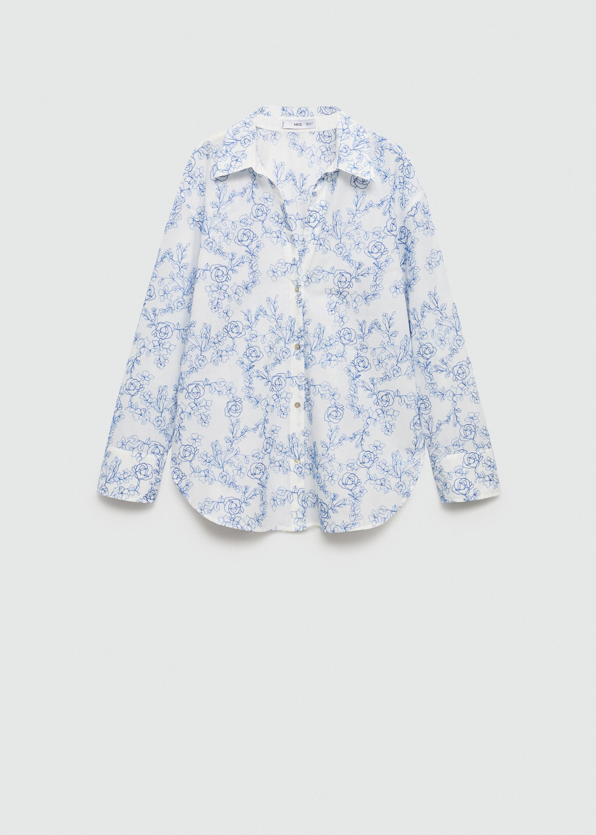 Shirt with floral embroidery - Article without model, Off White. Ref: 87108644-00.