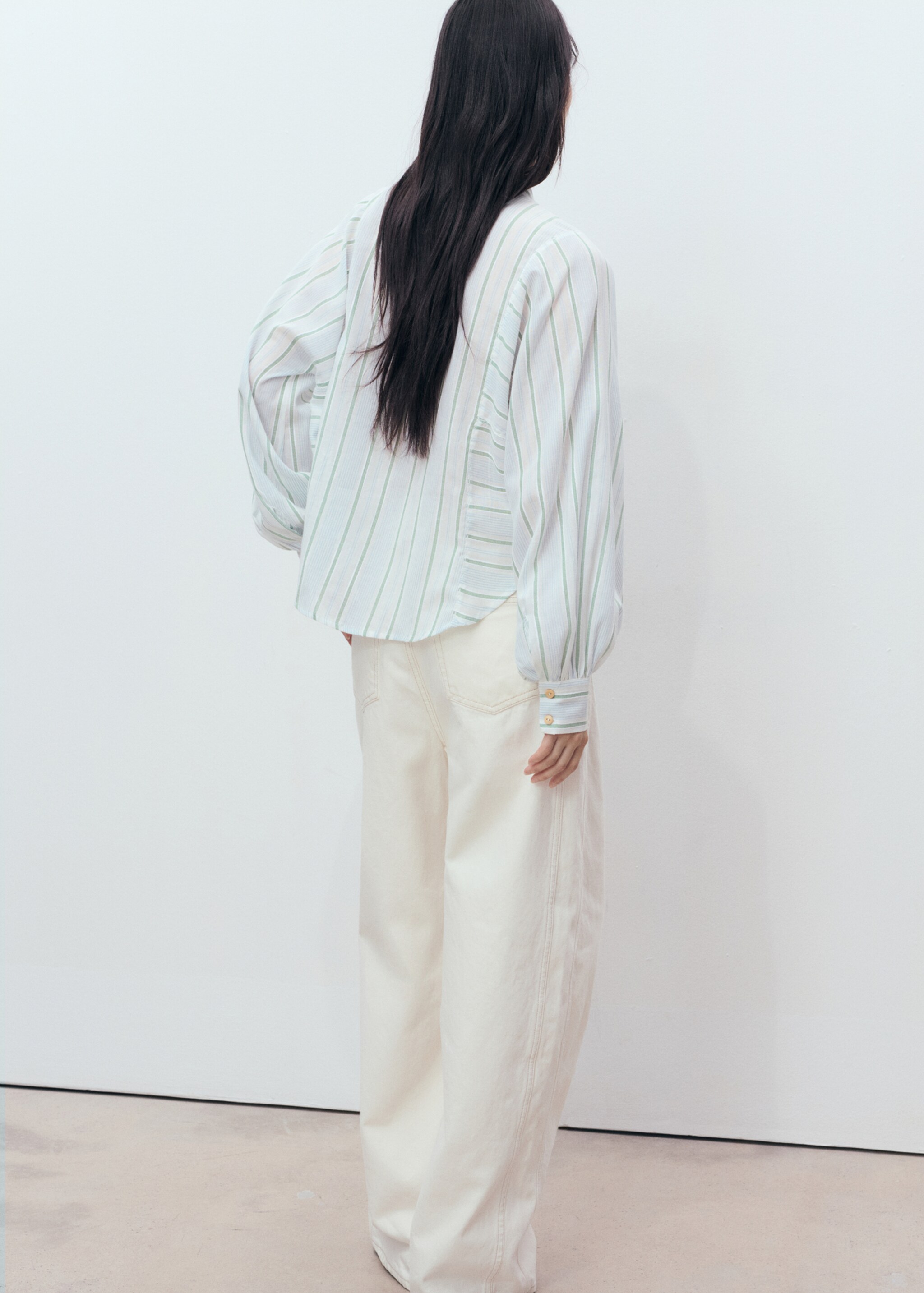 Chemise imprimée rayures - Verso de l’article, Bleu. Ref: 87108646-00.