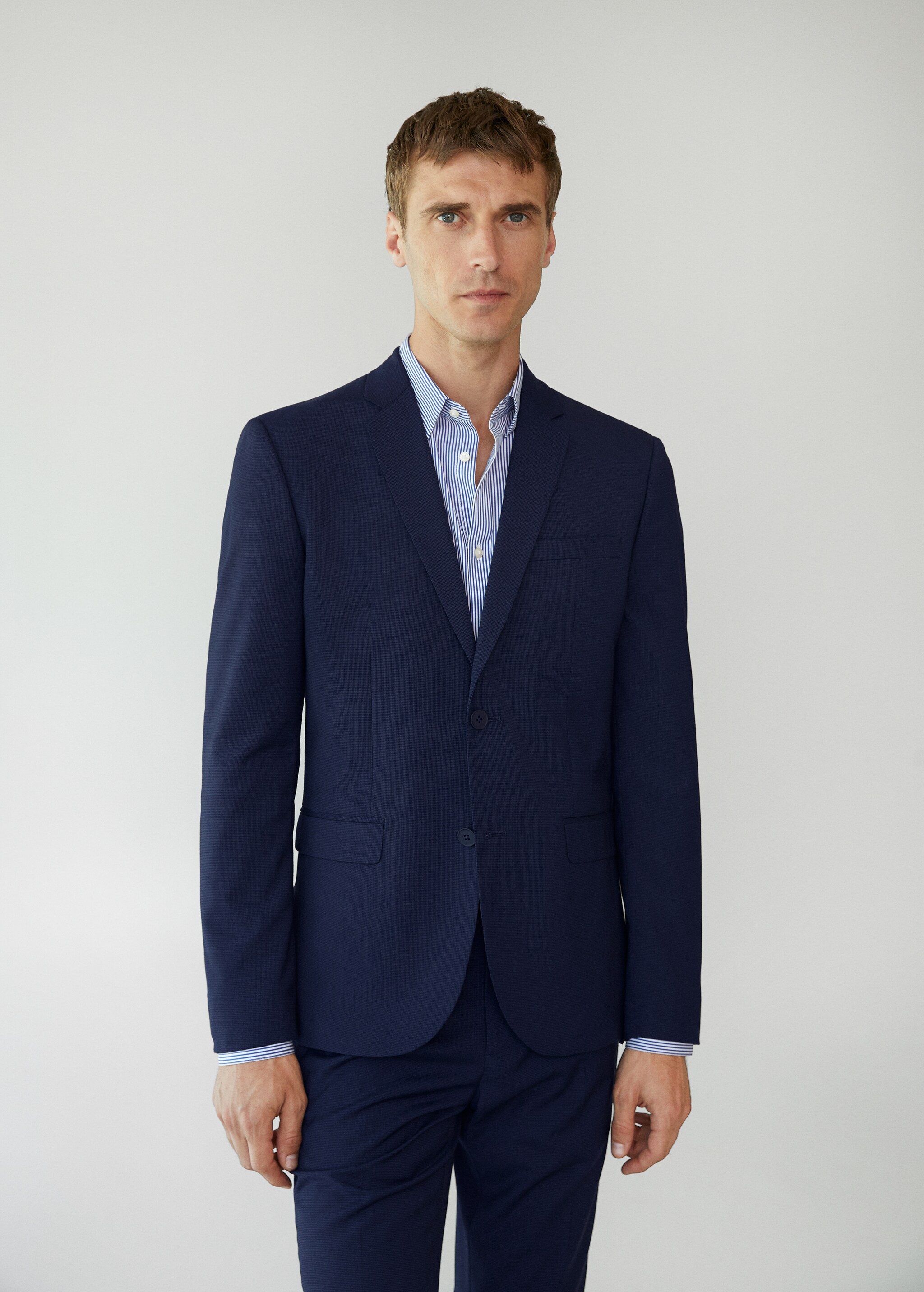 Oblekové sako super slim fit s mikro strukturou - Náhled ve středové rovině