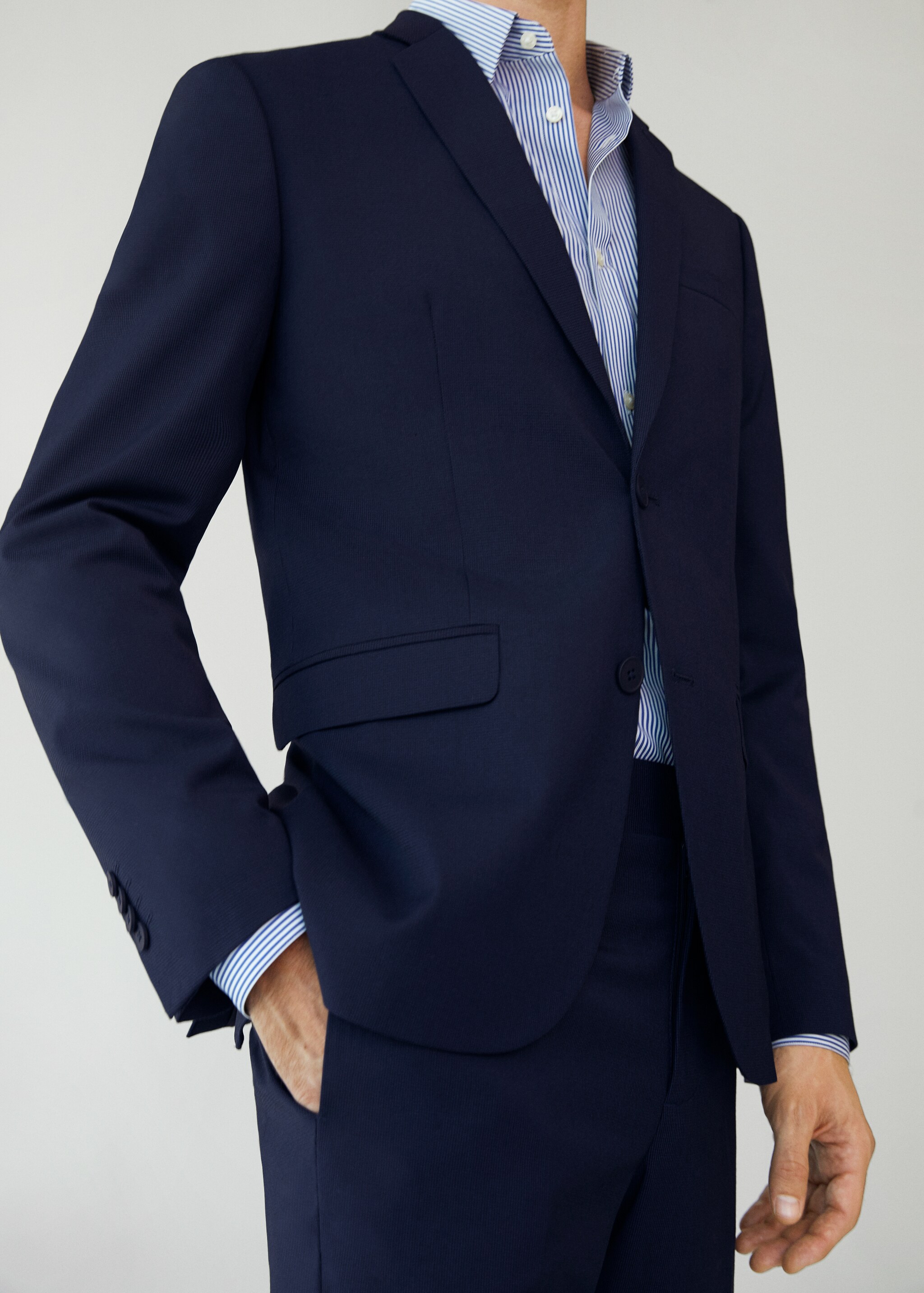 Oblekové sako super slim fit s mikro strukturou - Detail zboží 2