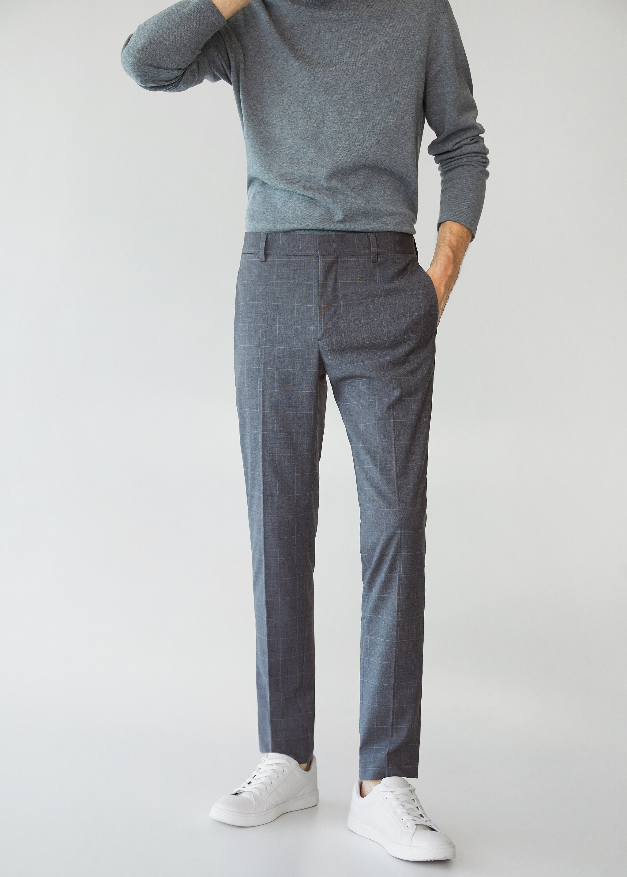 Pantalón traje super slim fit cuadros - Plano medio