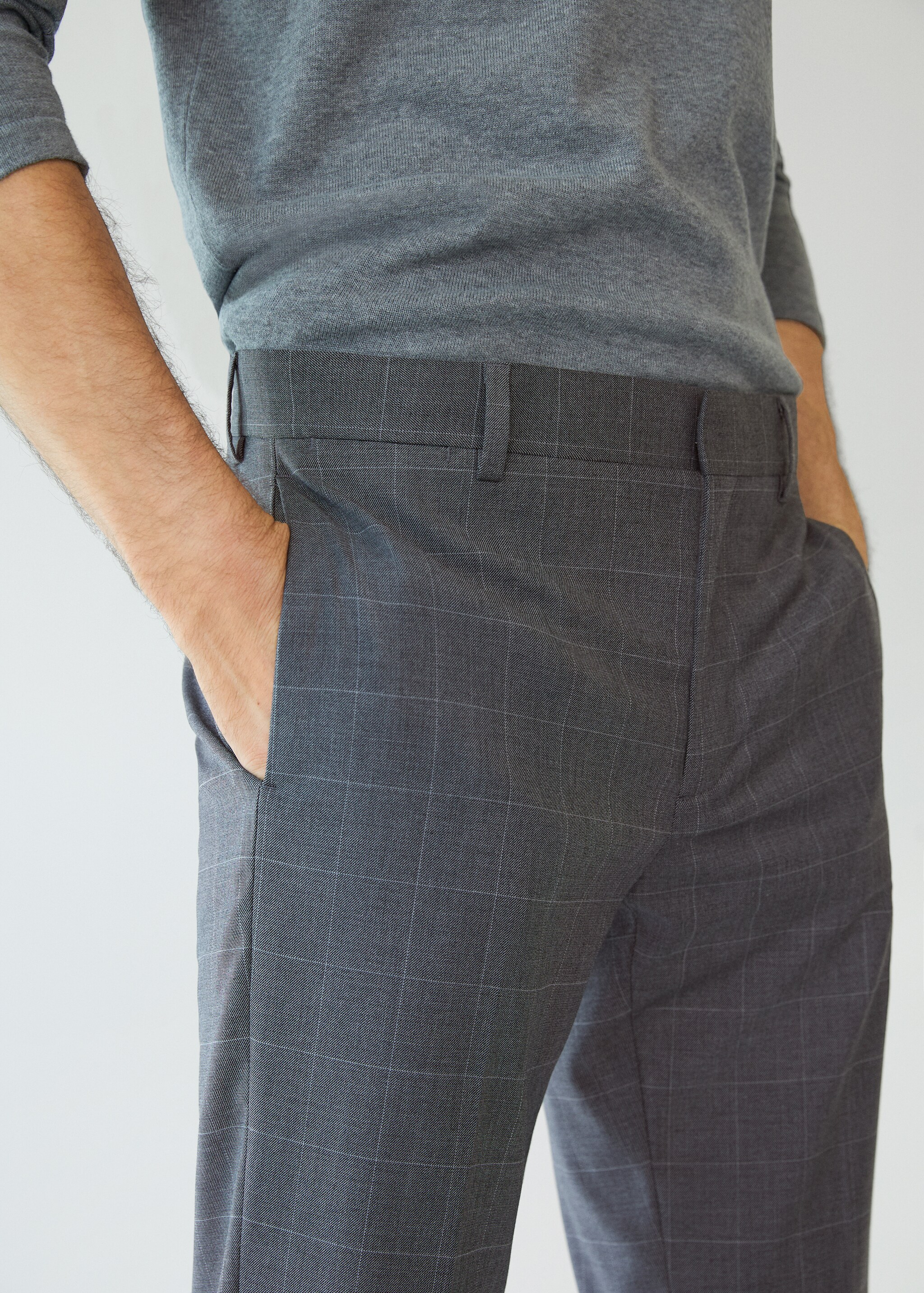 Pantalón traje super slim fit cuadros - Detalle del artículo 1
