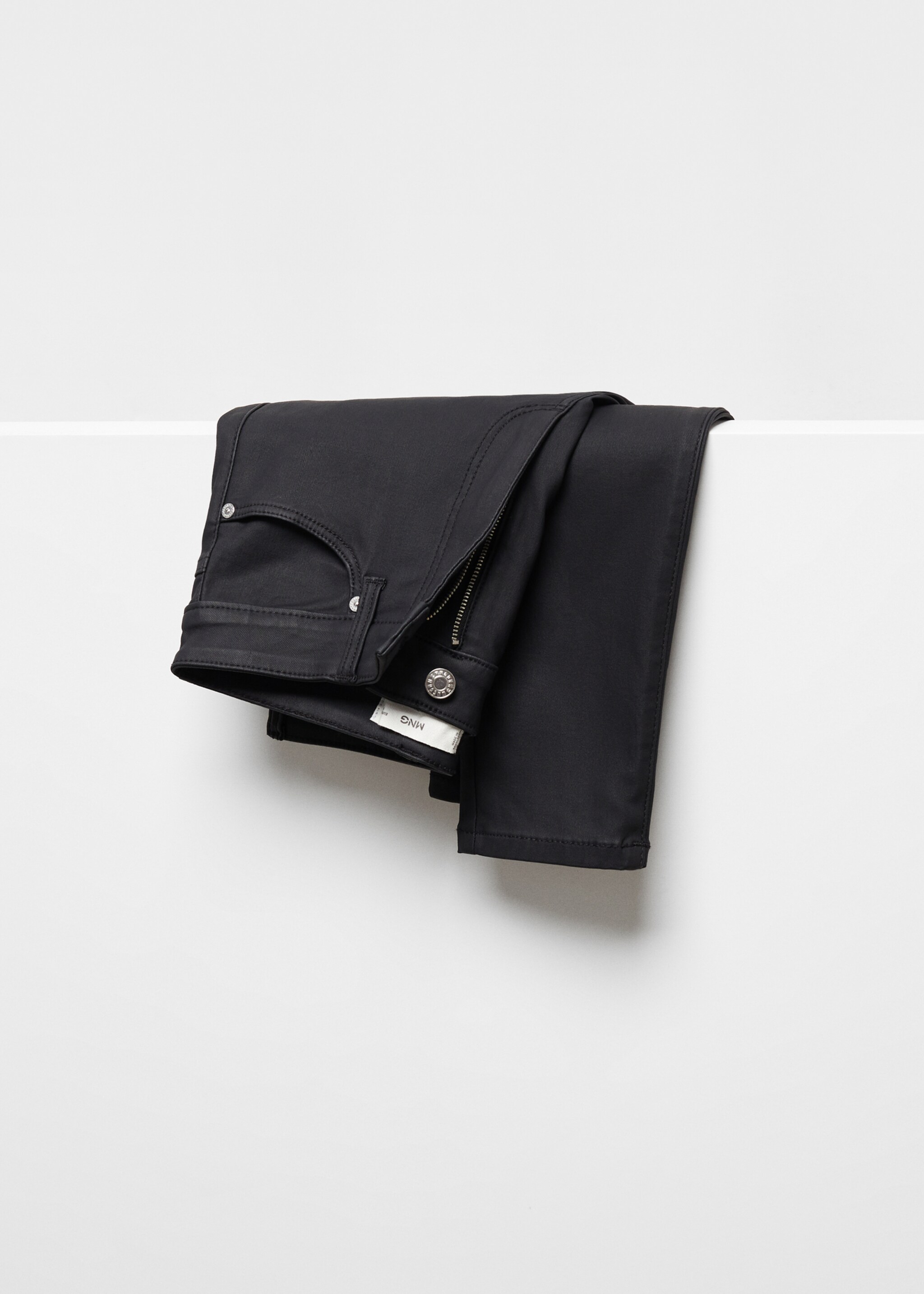 Waxed high-rise skinny jeans - Details of the article 8, Black. Ref: 87110266-00.