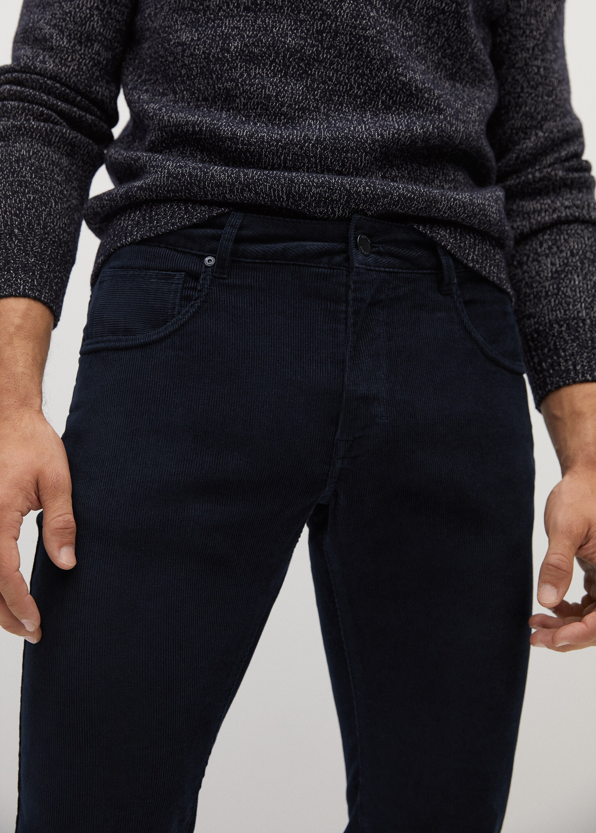 Slim fit denim-effect corduroy trousers - Details of the article 1
