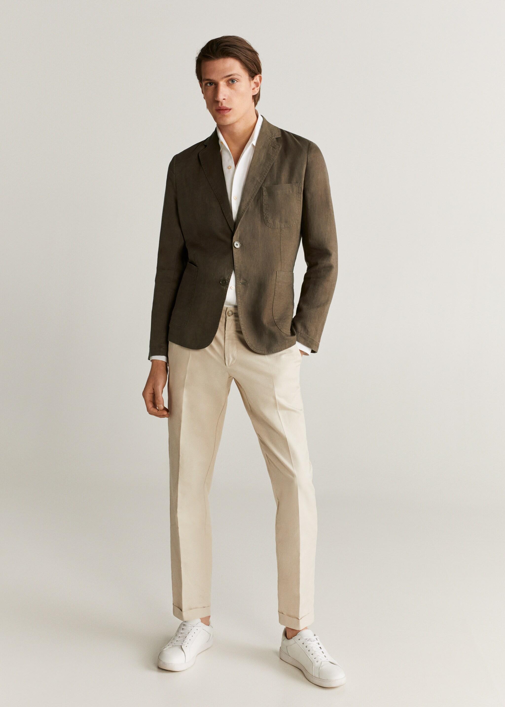 Americana slim fit 100% lino - Plano medio