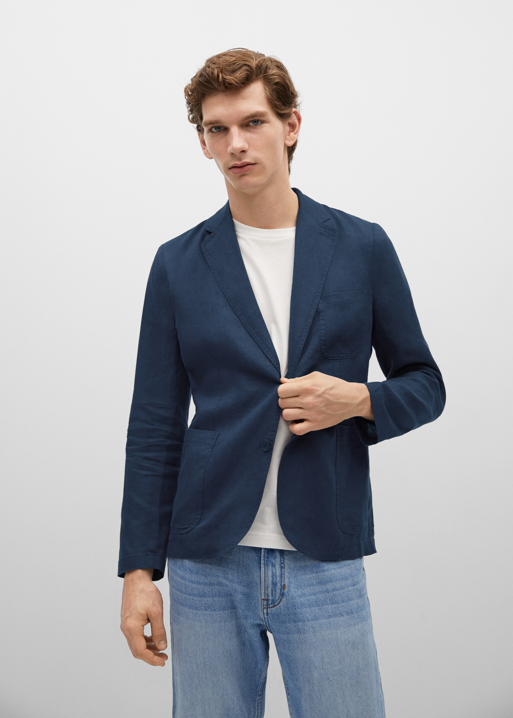 Americana slim fit 100% lino - Plano medio