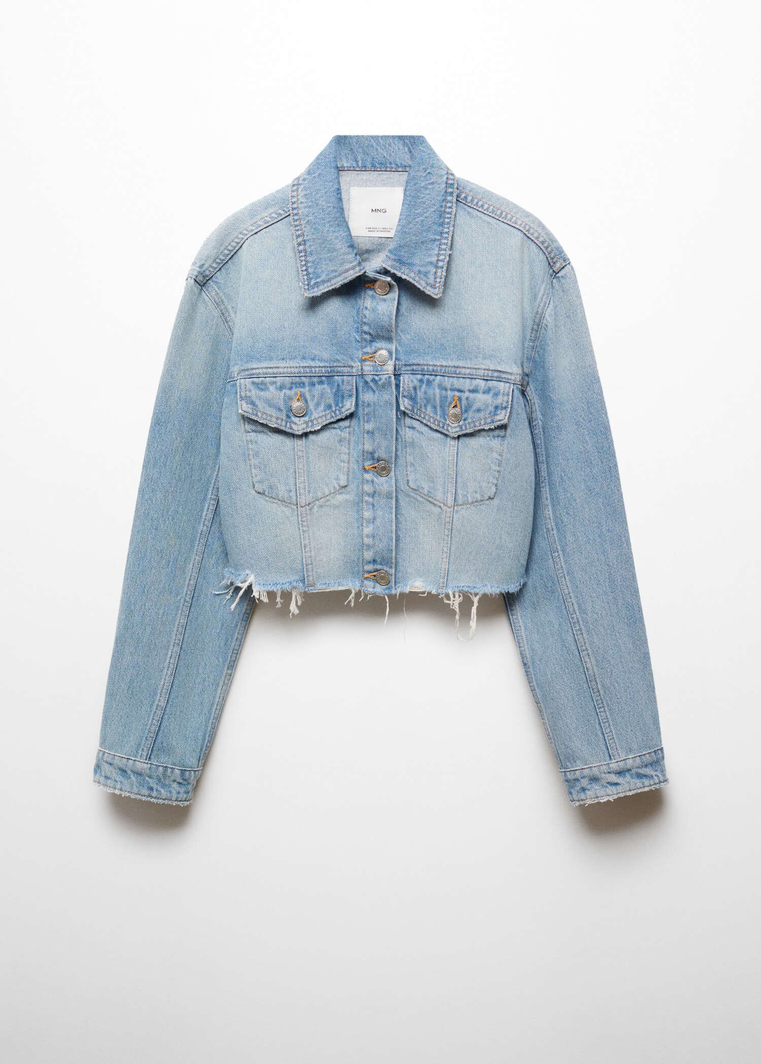 Denim jacket with frayed hem - Article without model