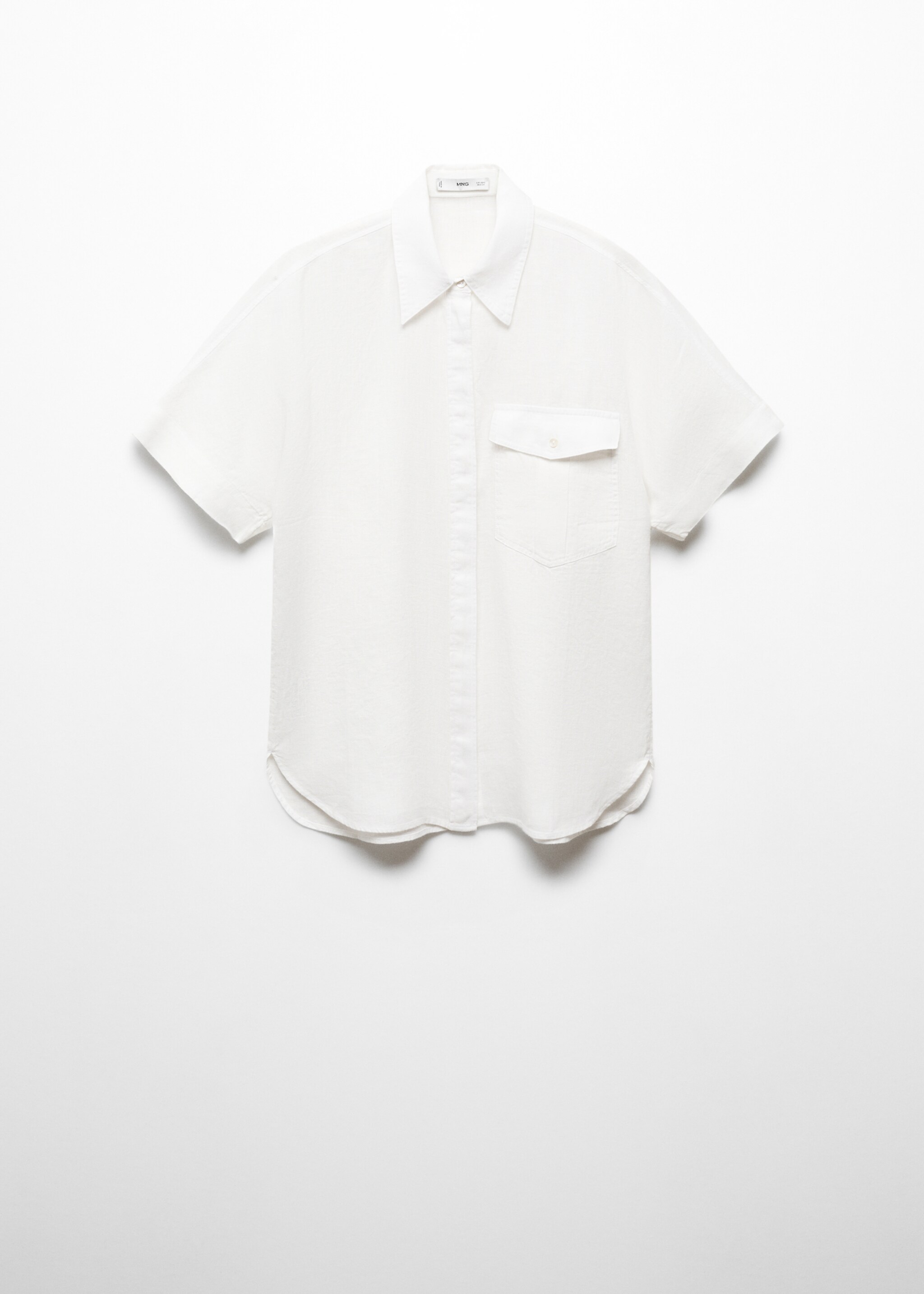 Pocket linen shirt - Article without model, White. Ref: 87177110-00.
