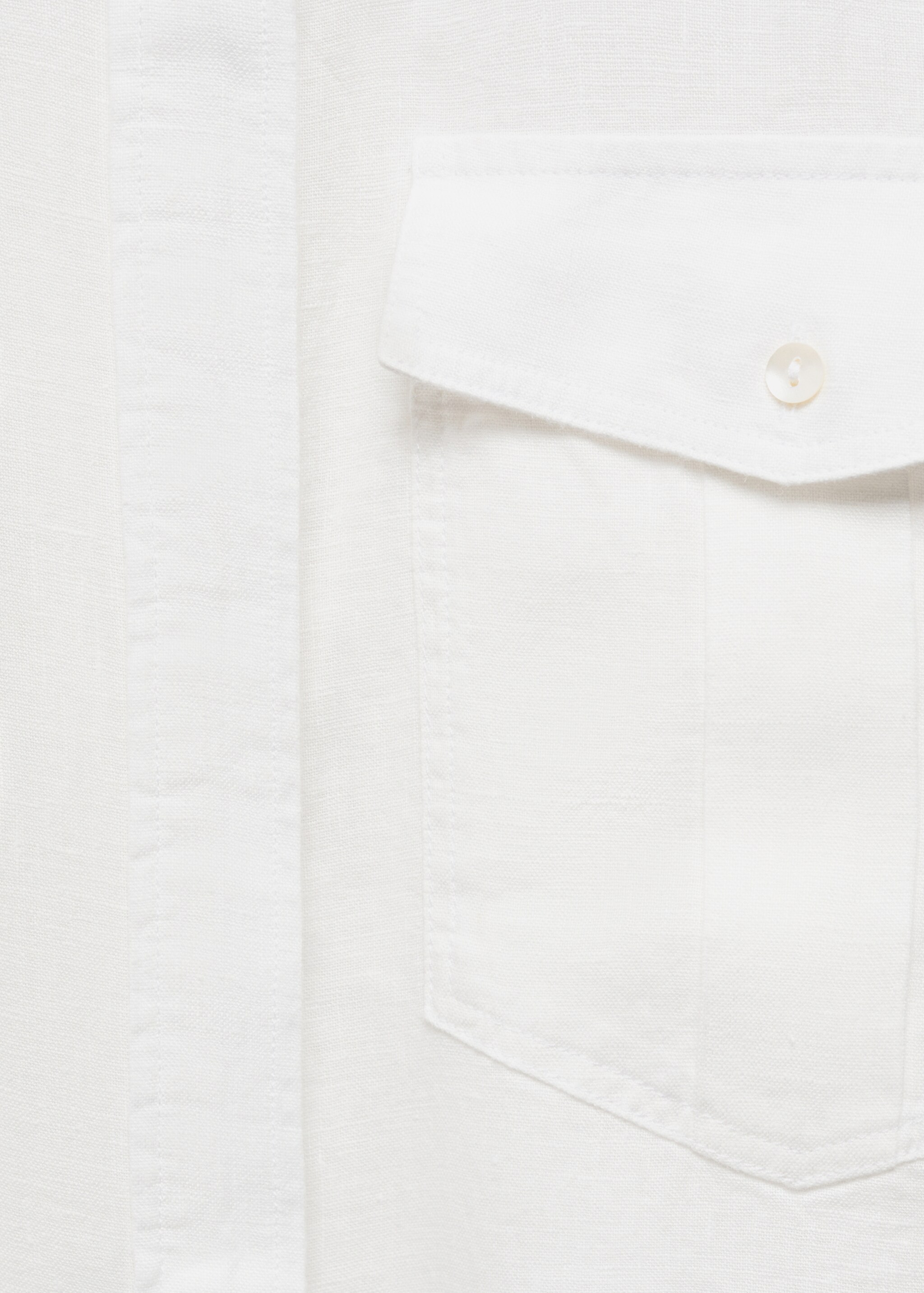 Pocket linen shirt - Details of the article 8, White. Ref: 87177110-00.