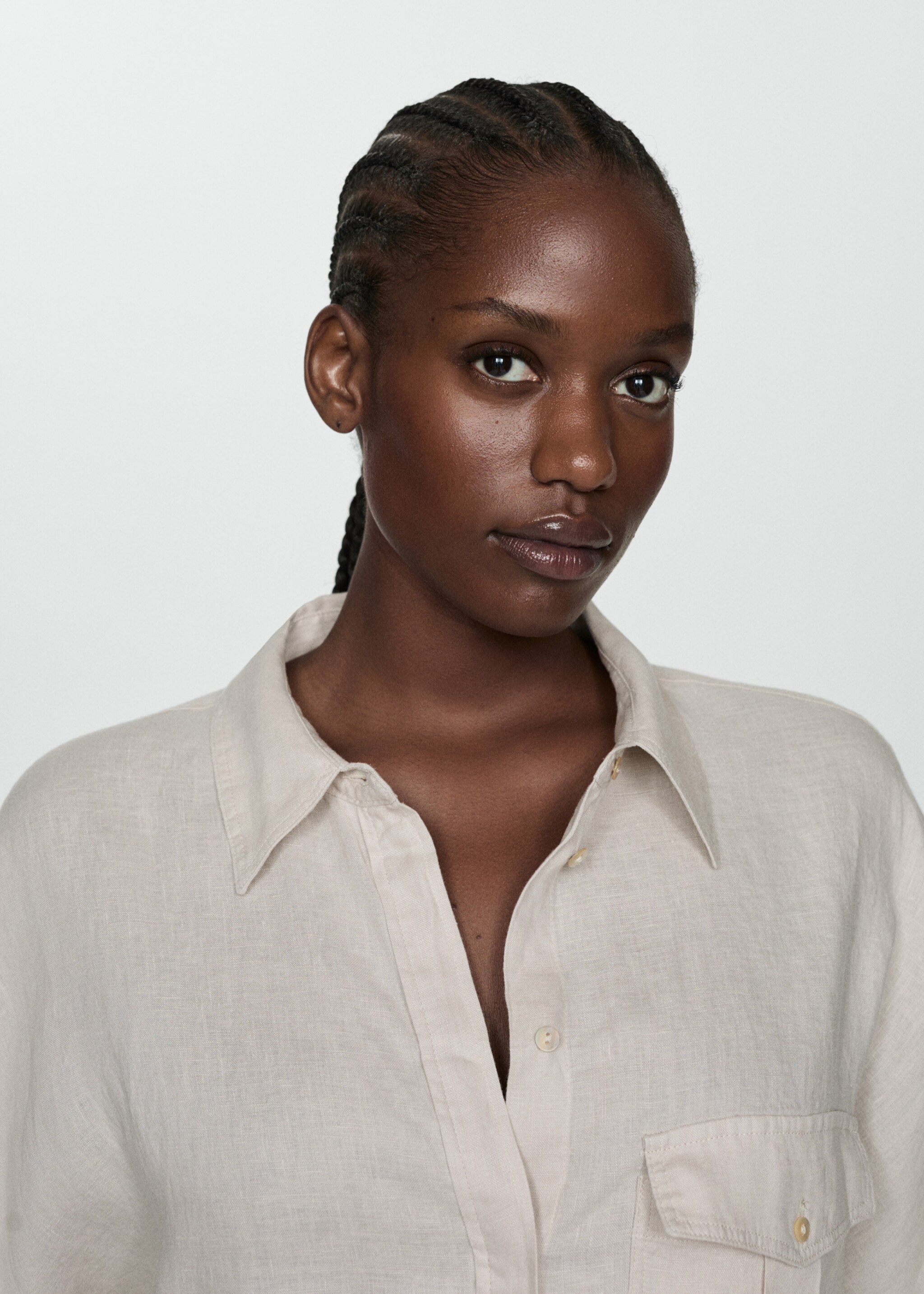 Pocket linen shirt - Details of the article 4, Sand. Ref: 87177110-00.